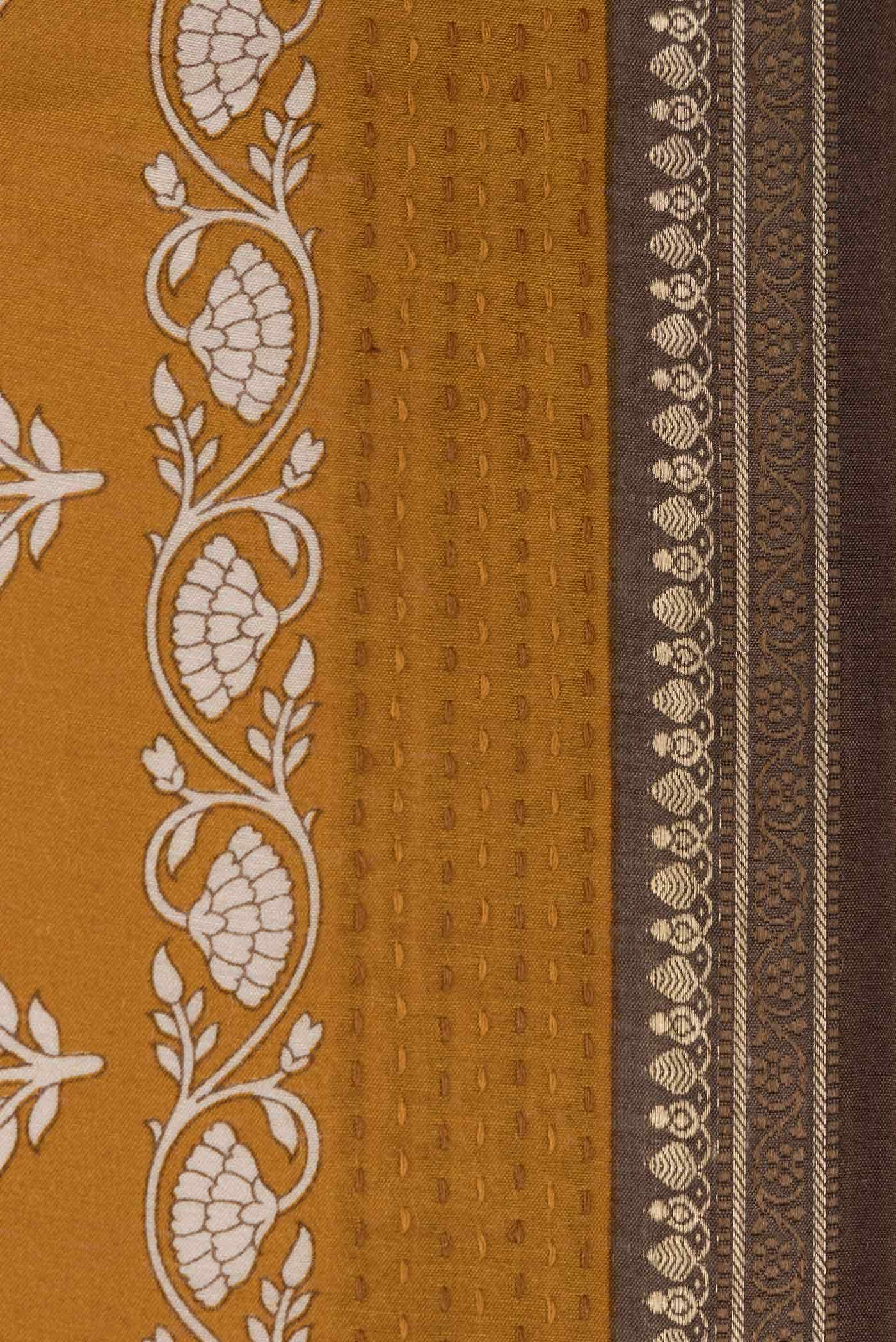 Mustard Tussar Silk Saree