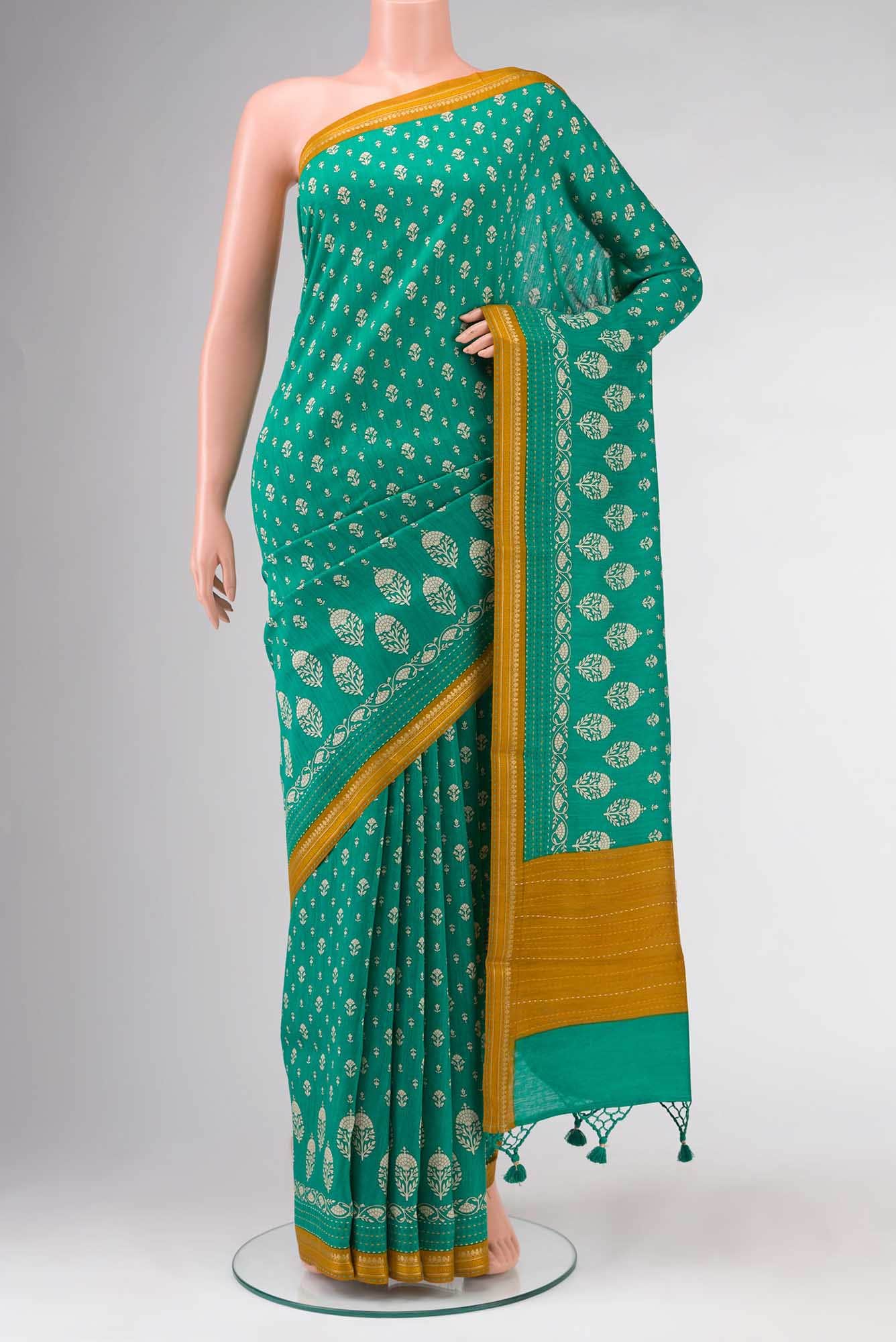 Green Bhagalpuri Tussar Silk Saree