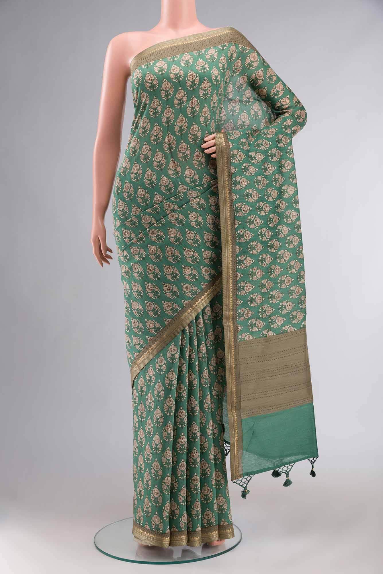 Green Bhagalpuri Tussar Silk Saree