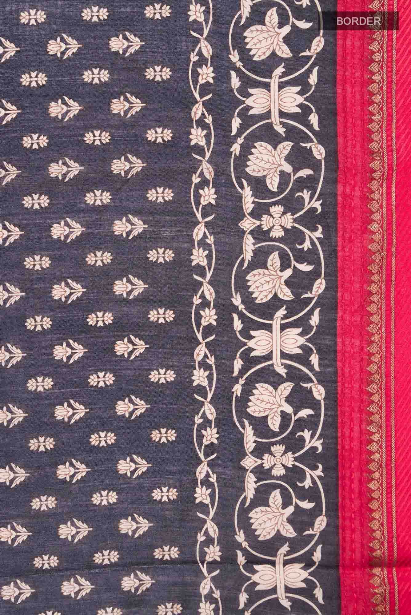 Black Bhagalpuri Tussar Silk Saree