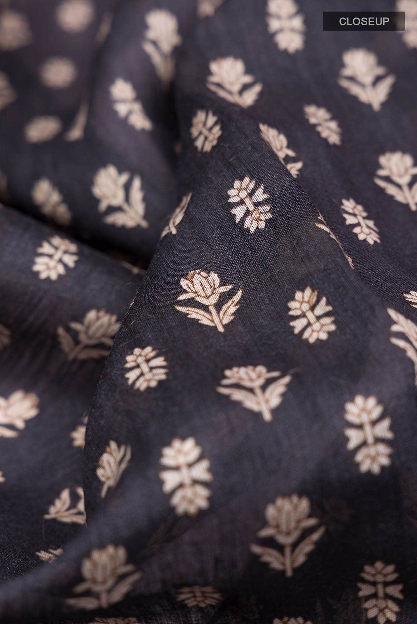 Black Bhagalpuri Tussar Silk Saree