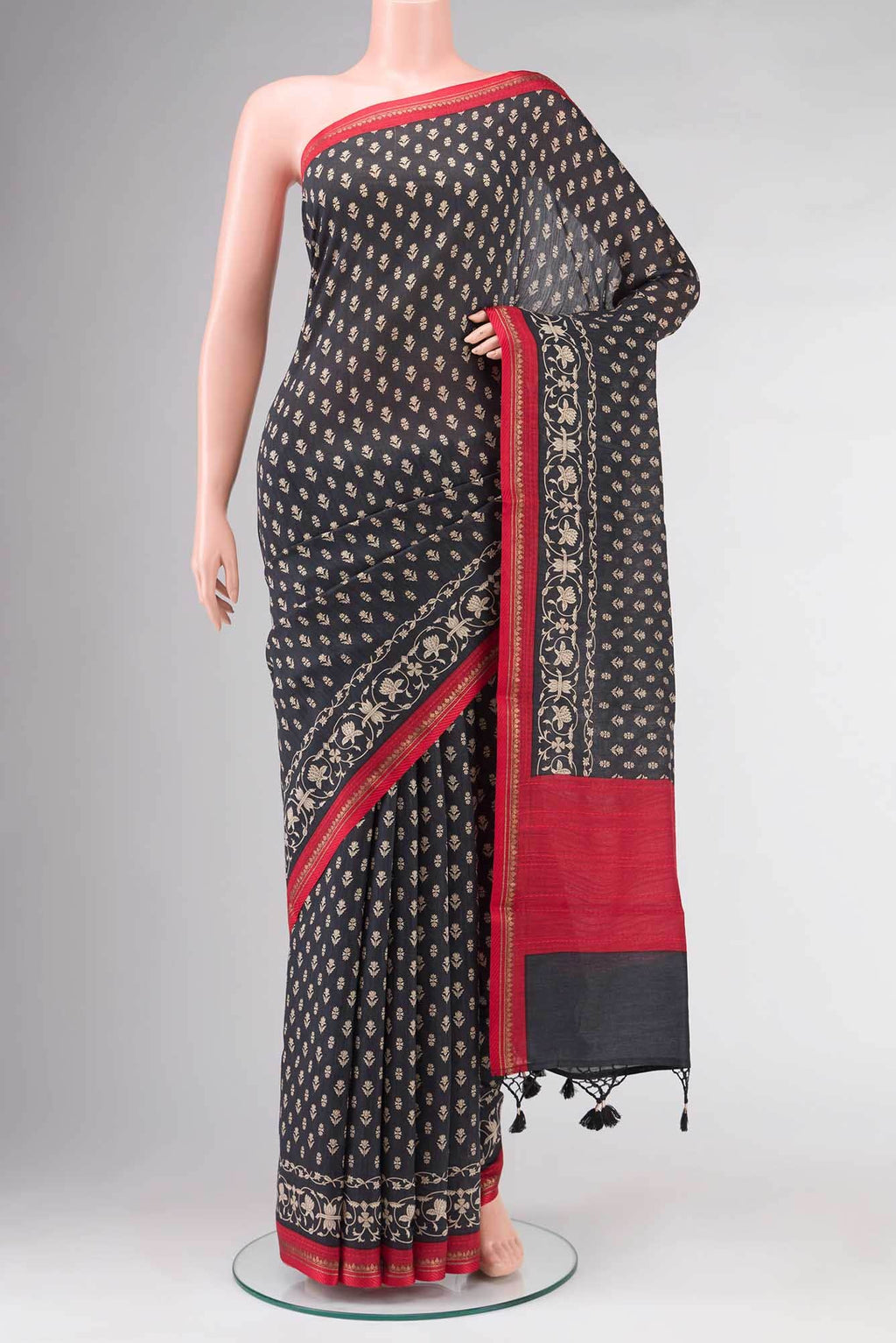 Black Bhagalpuri Tussar Silk Saree