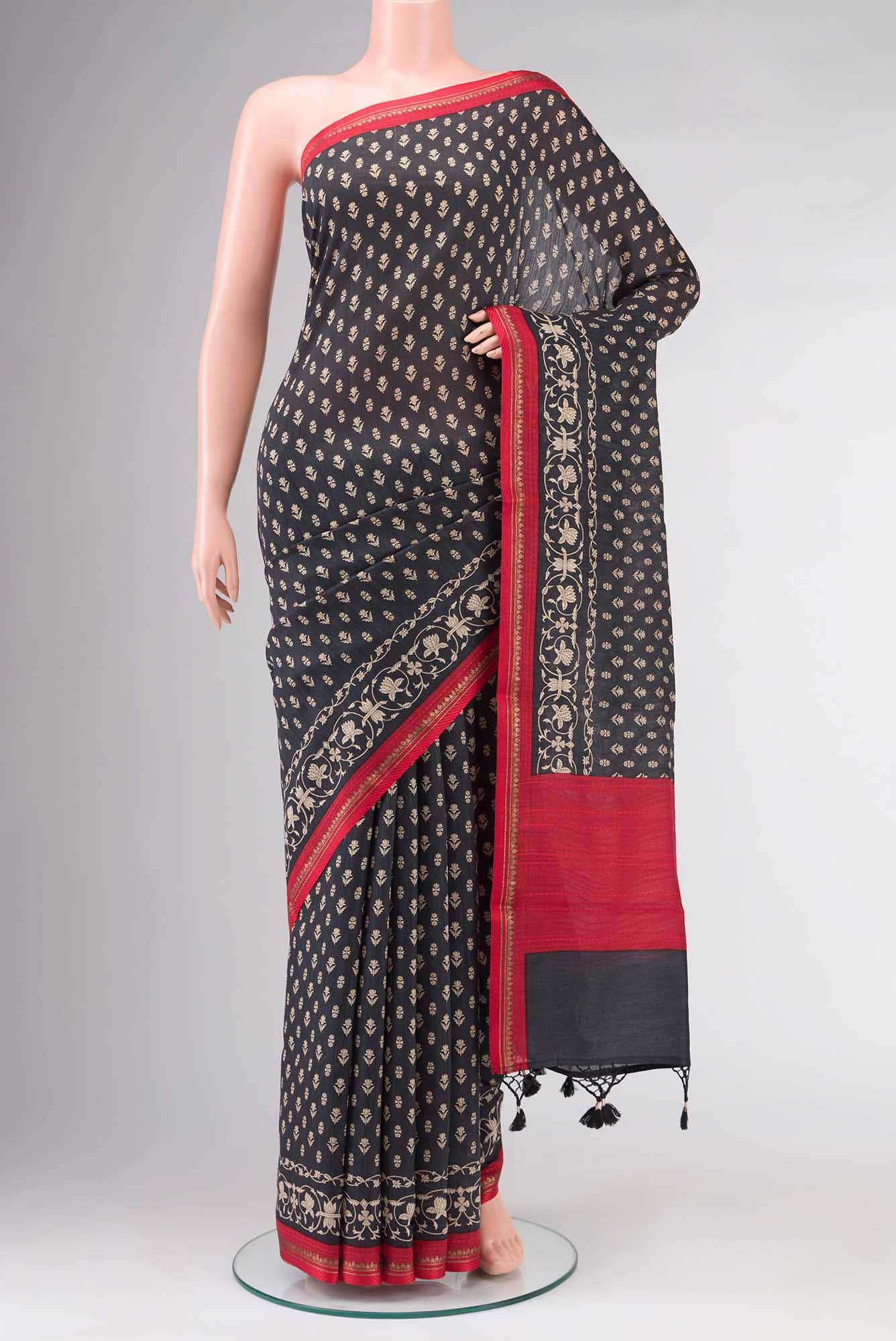 Black Bhagalpuri Tussar Silk Saree