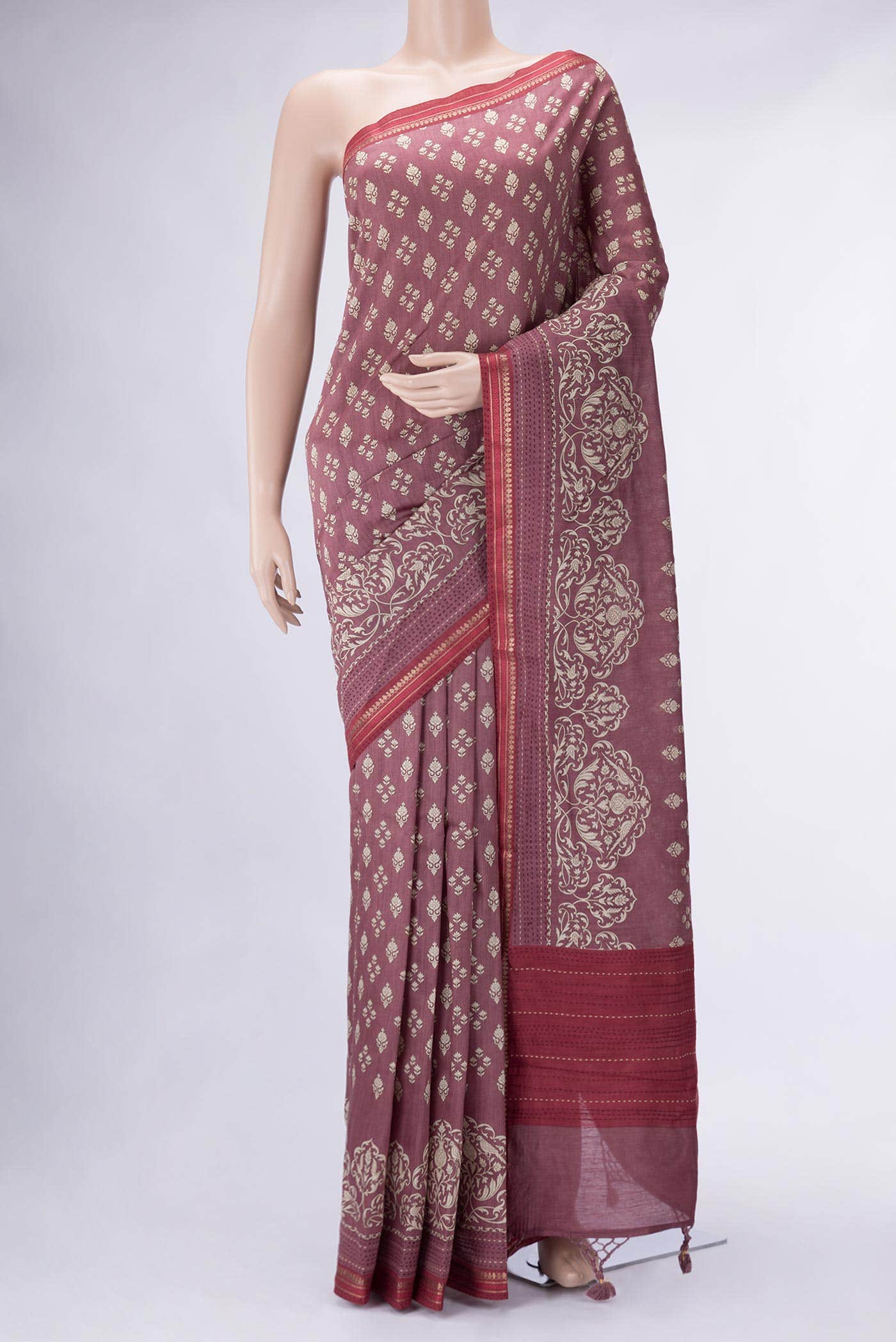 Mauve Tussar Silk Saree