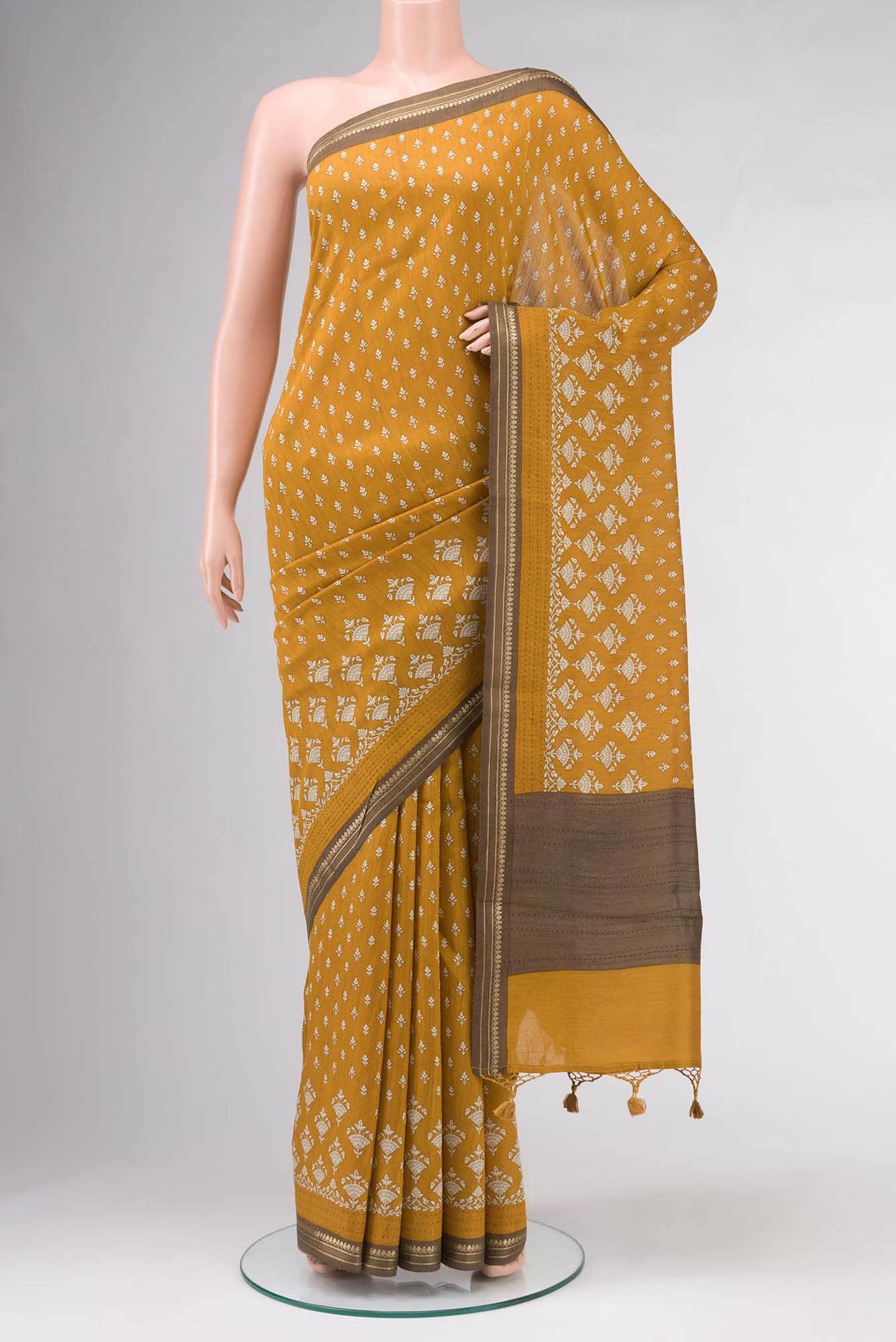 Yellow Bhagalpuri Tussar Silk Saree