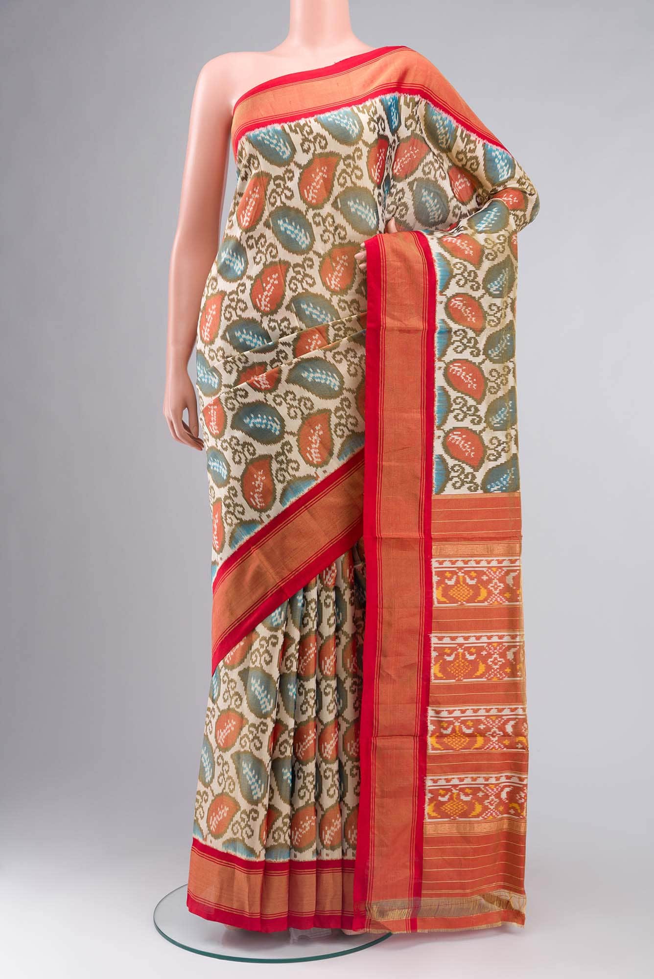 Off White Rajkot Patola Silk Saree