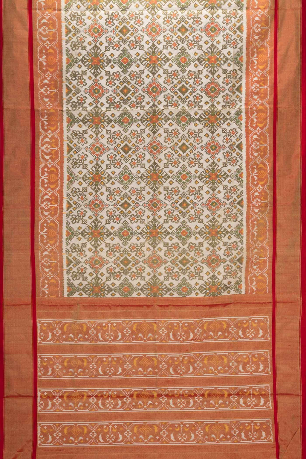 Beige Double Ikat Saree