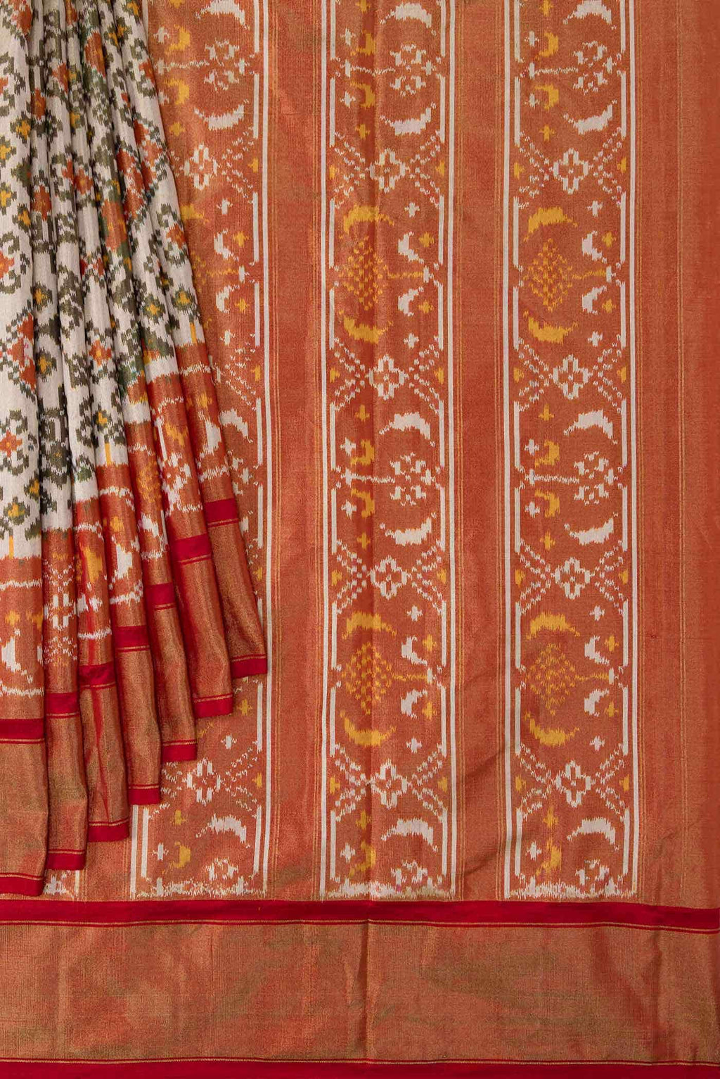 Beige Double Ikat Saree