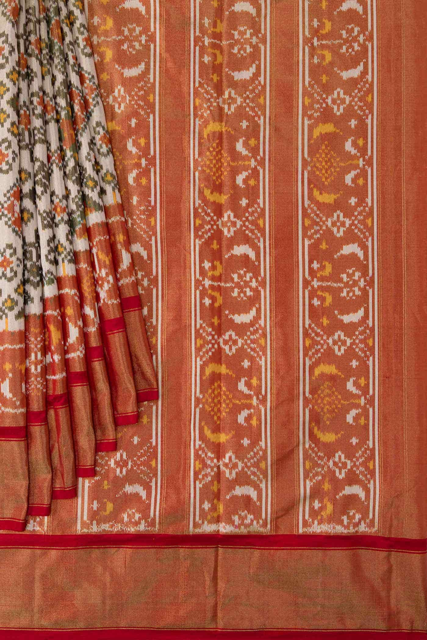 Beige Double Ikat Saree
