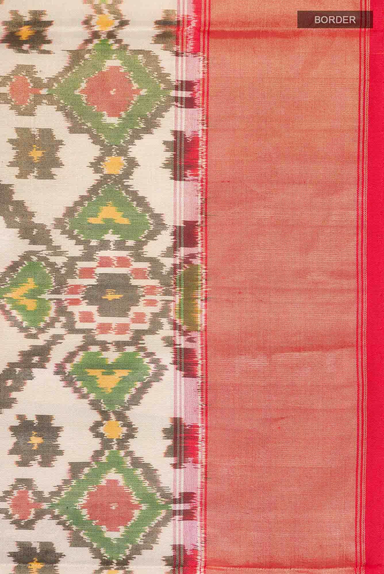 Cream Rajkot Patola Silk Saree
