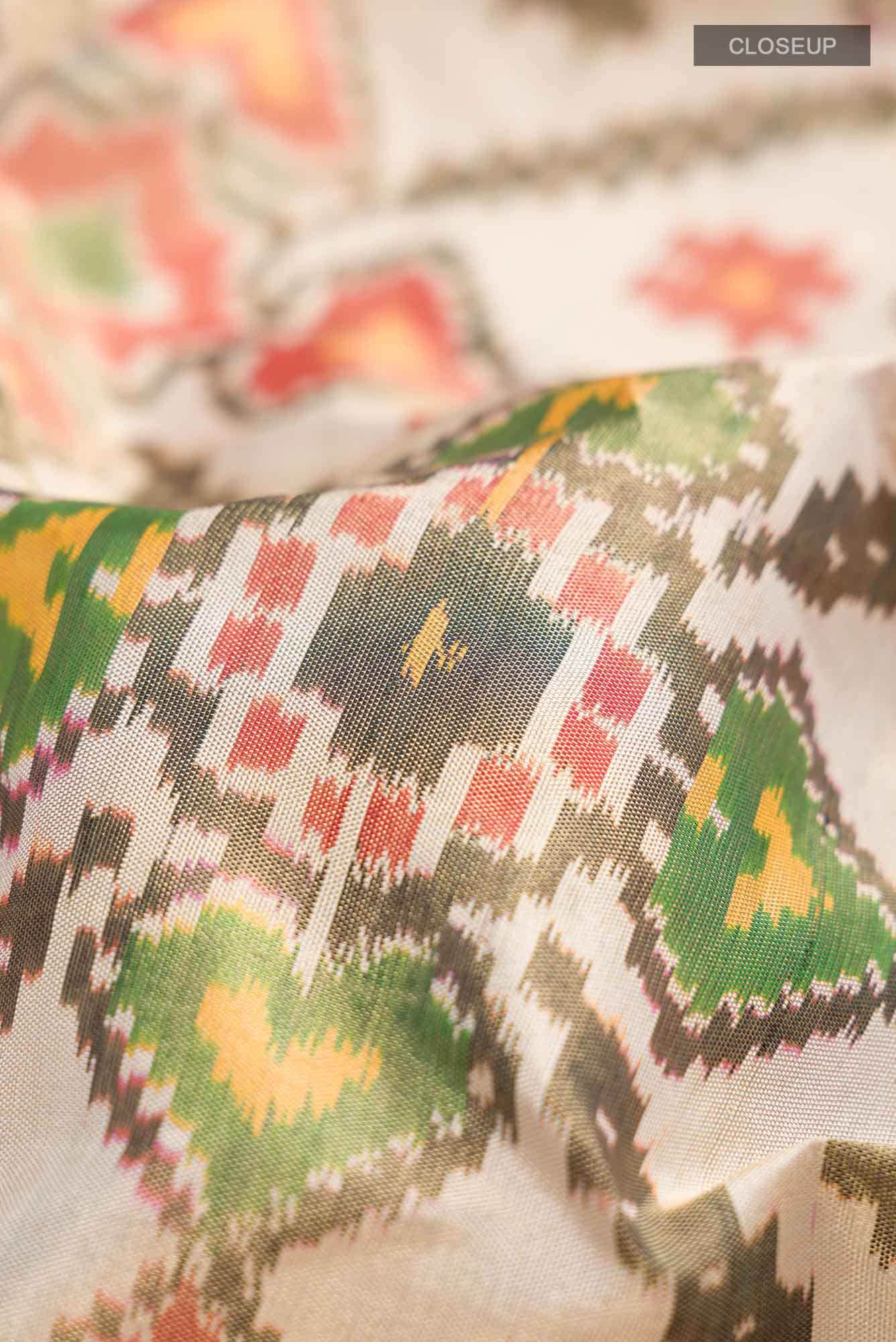 Cream Rajkot Patola Silk Saree
