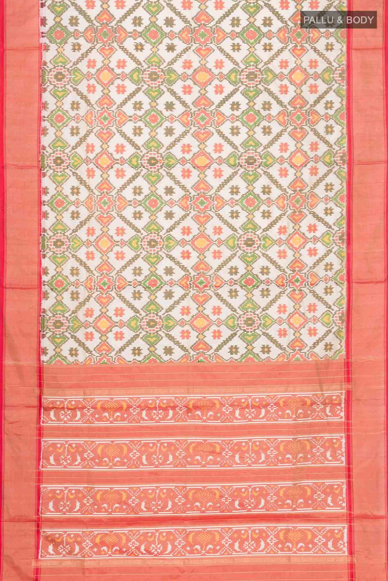 Cream Rajkot Patola Silk Saree