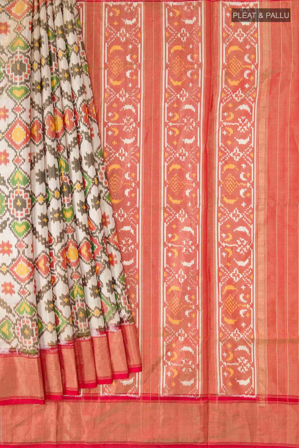 Cream Rajkot Patola Silk Saree