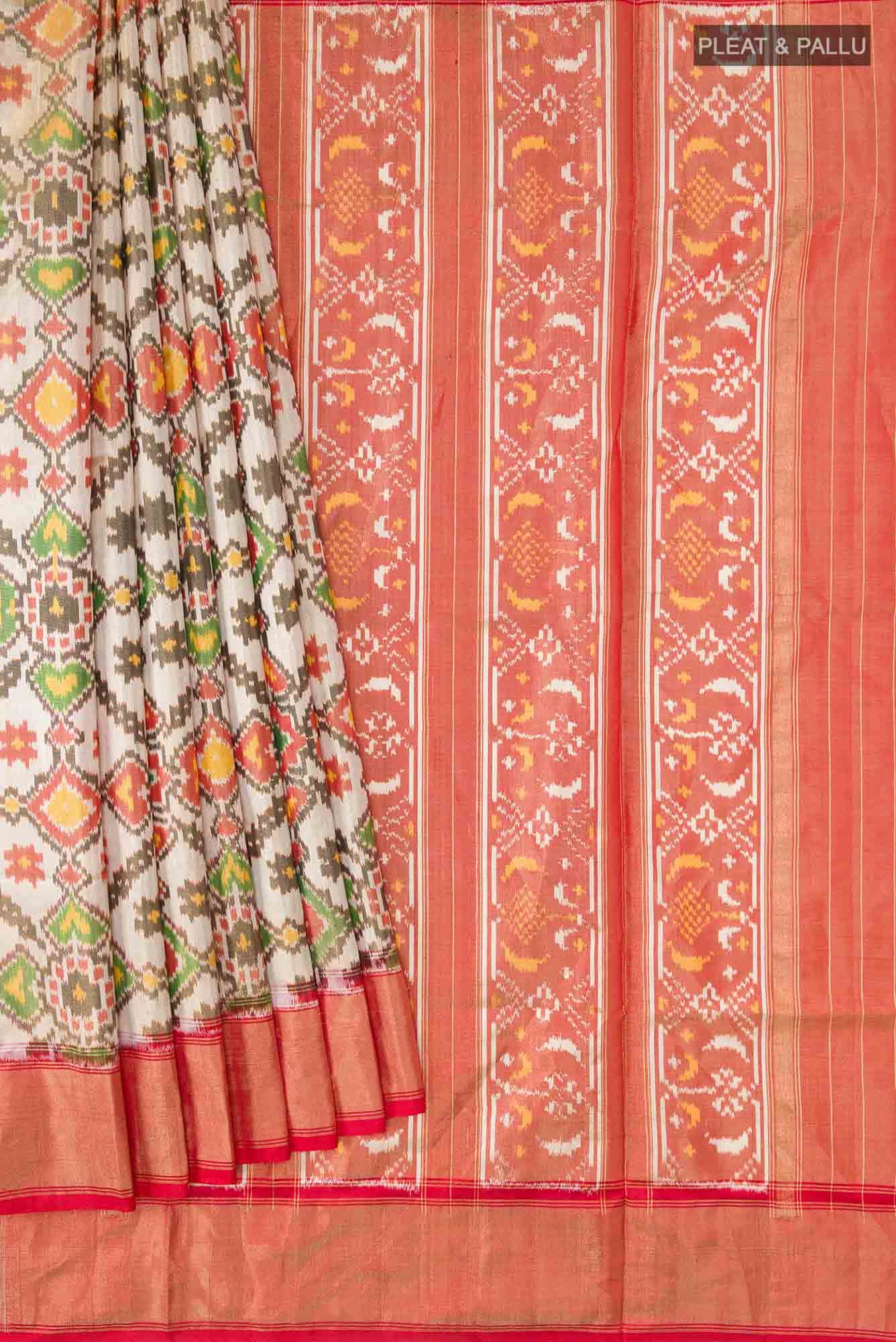 Cream Rajkot Patola Silk Saree