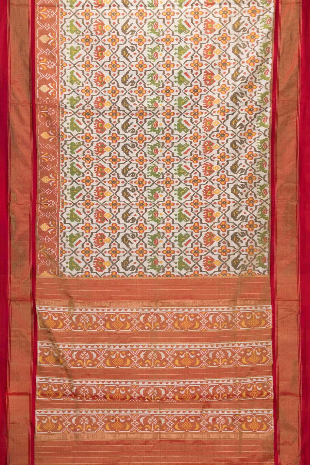 Beige Double Ikat Saree