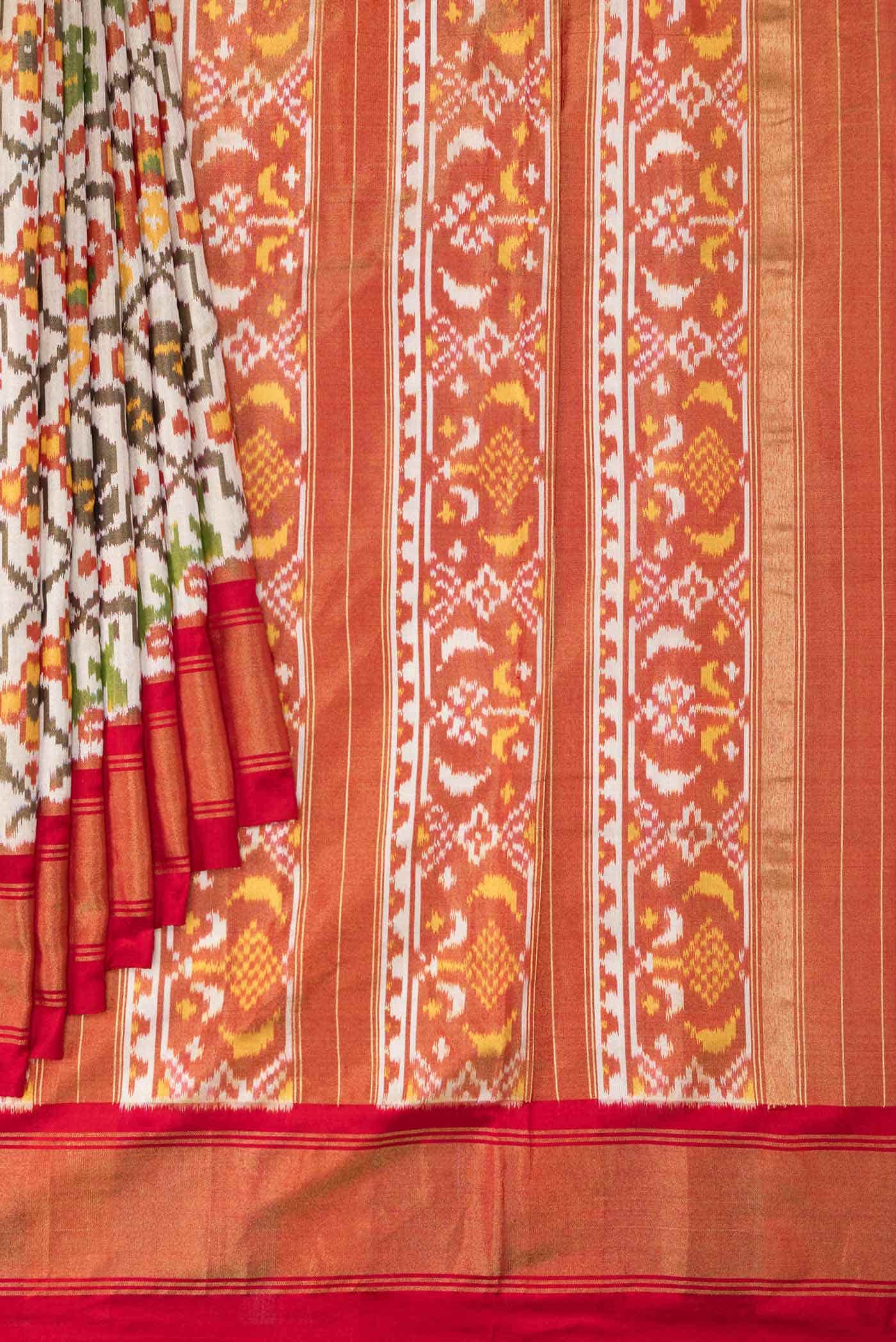 Beige Double Ikat Saree