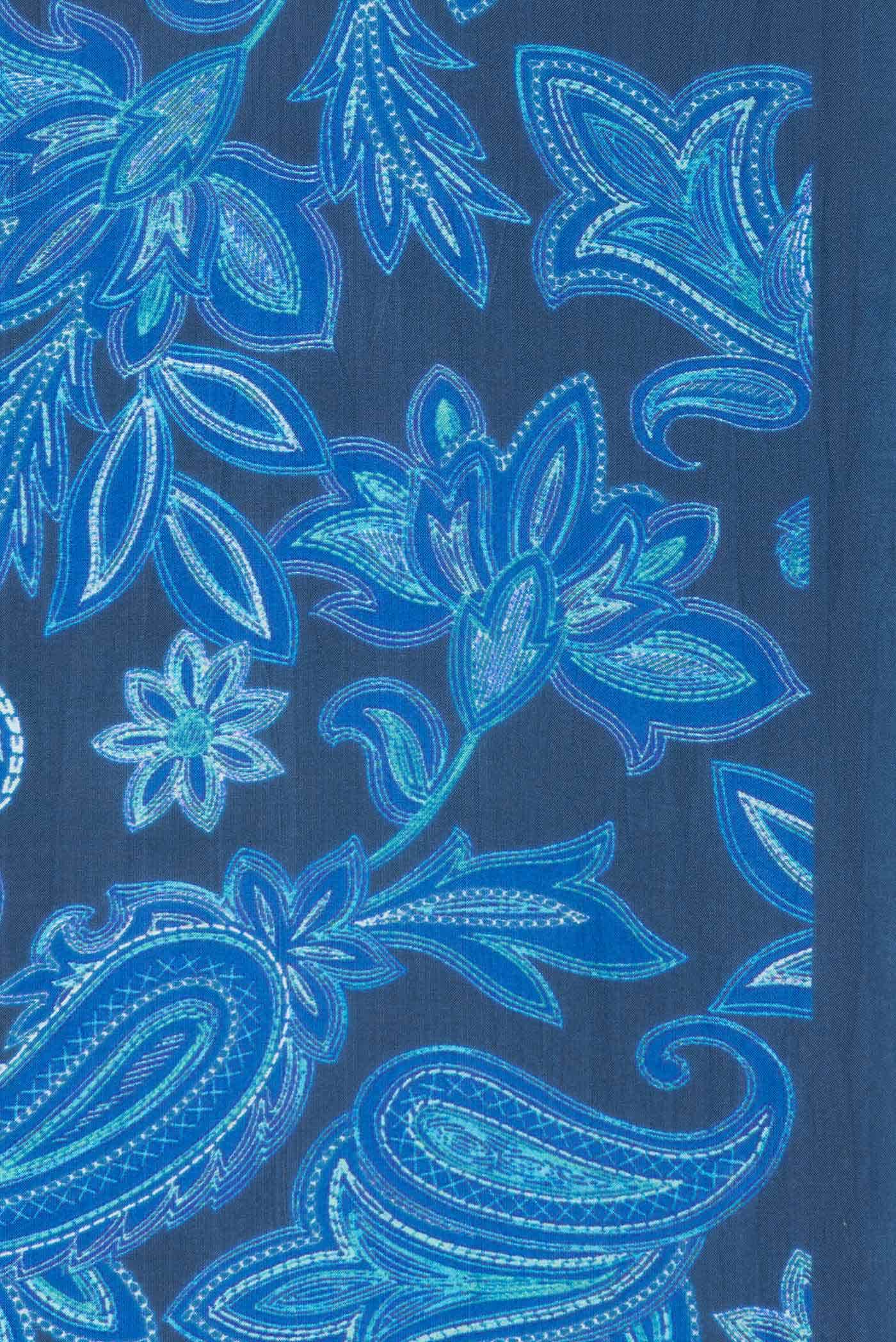 Blue Printed Silk Saree
