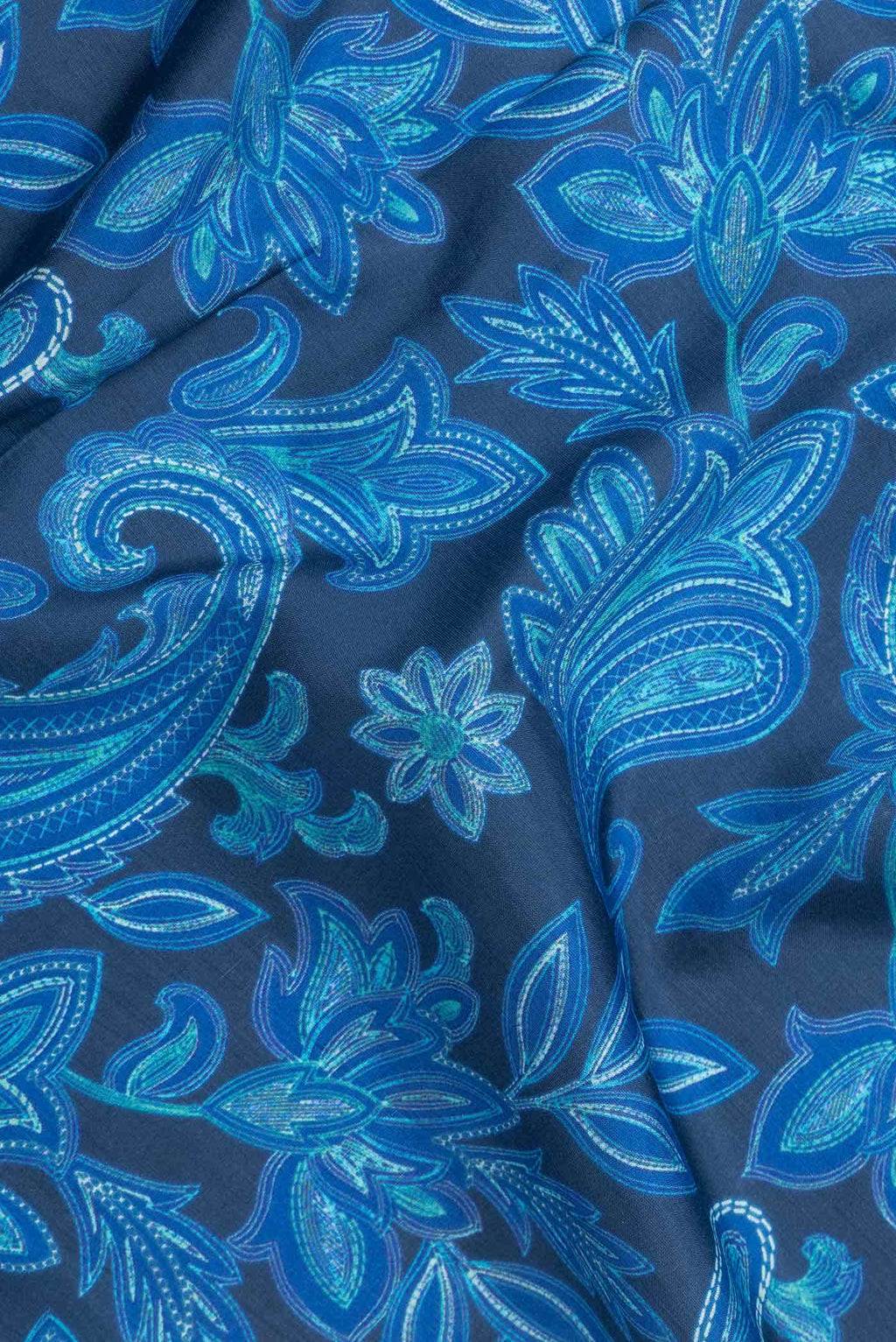 Blue Printed Silk Saree