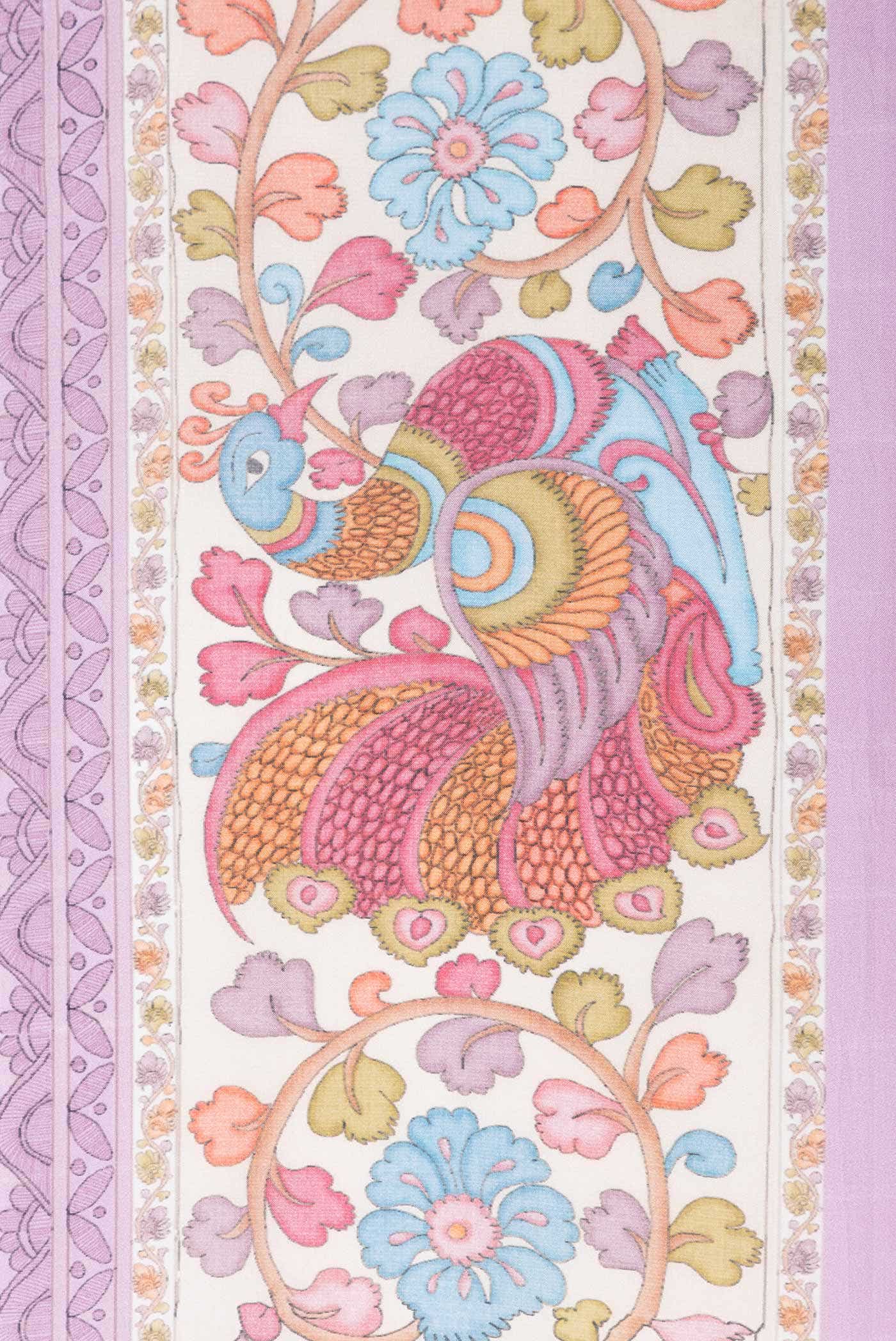 Lavender Printed Silk Saree