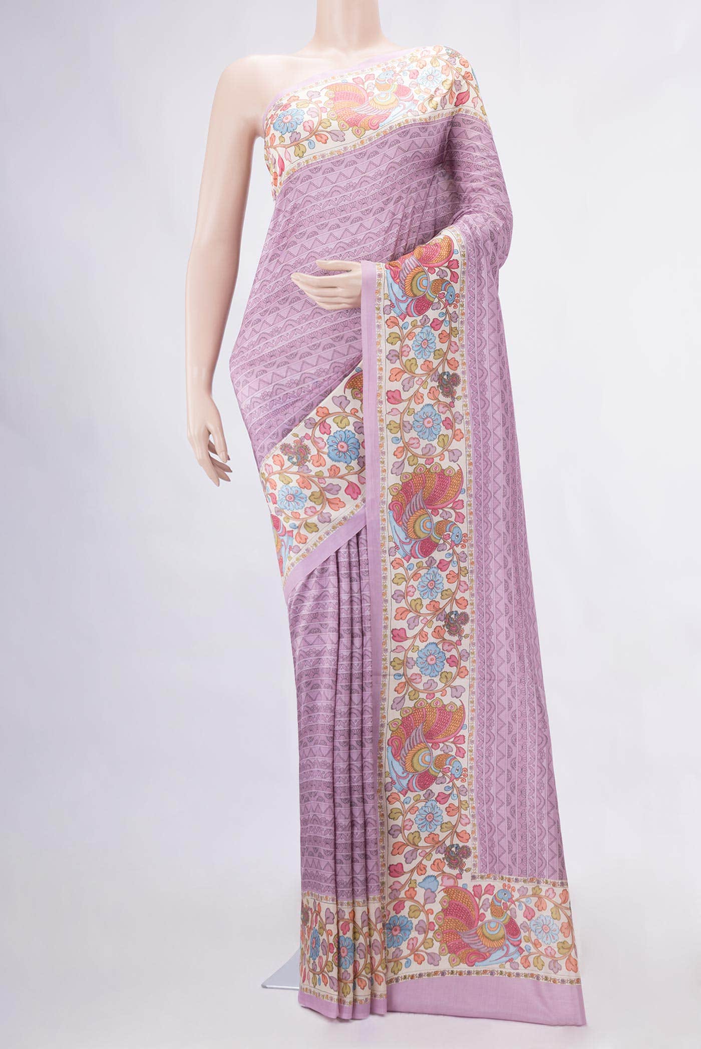 Lavender Printed Silk Saree