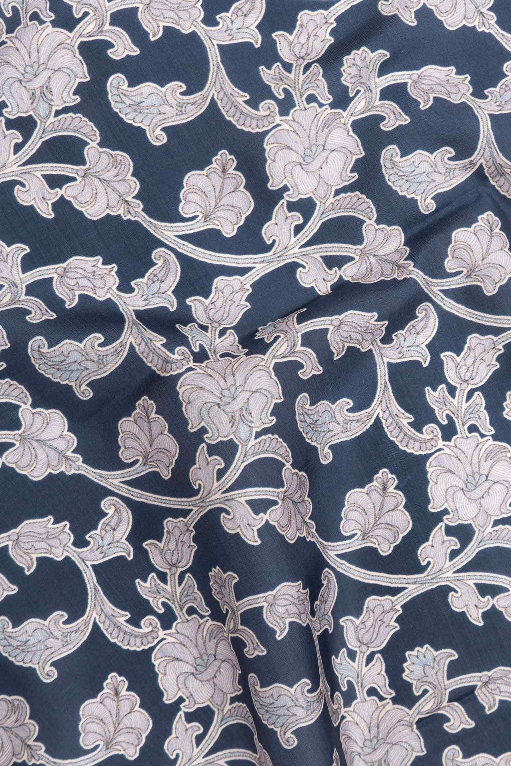 Navy Blue Printed Silk Saree