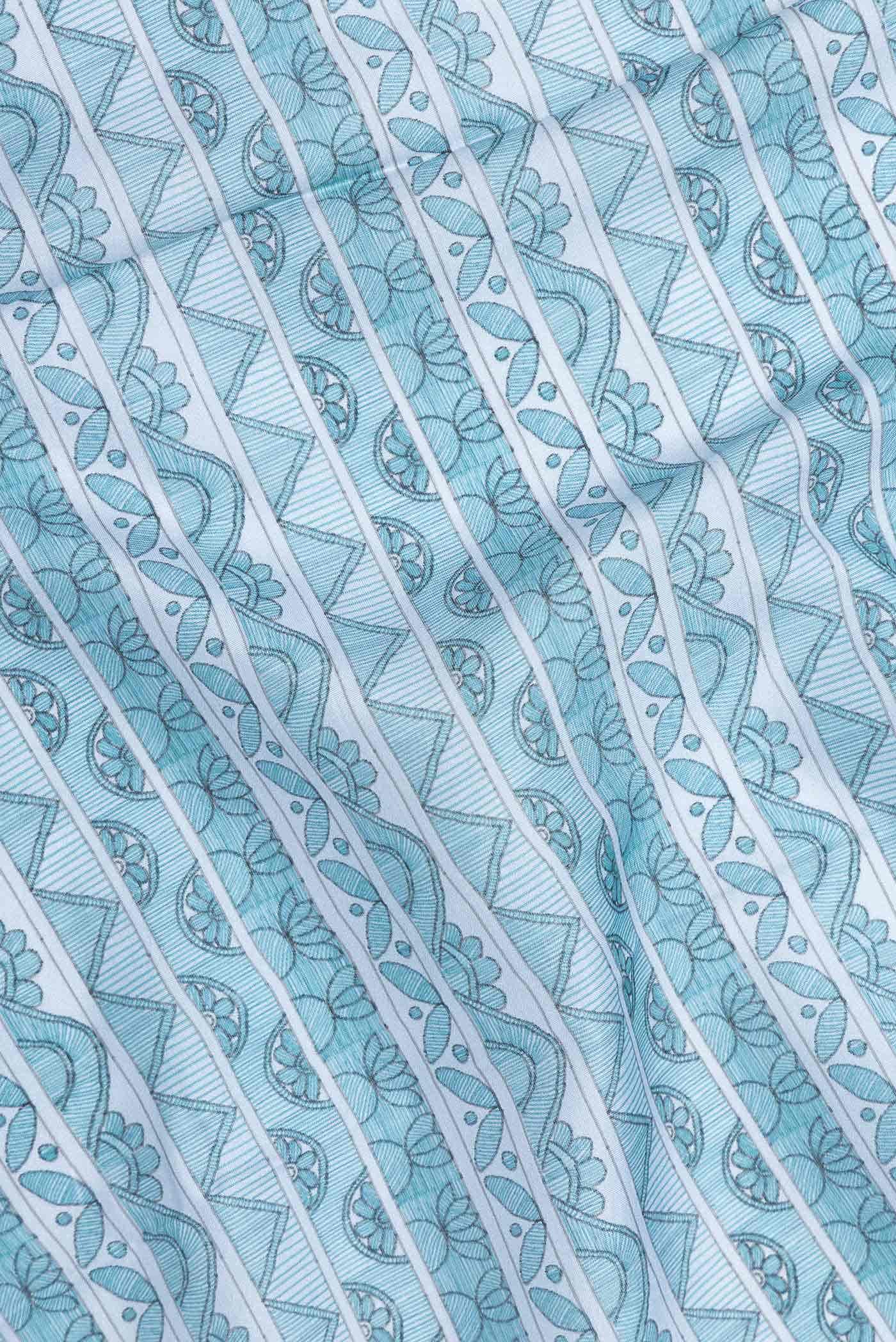Light Blue Printed Silk Saree
