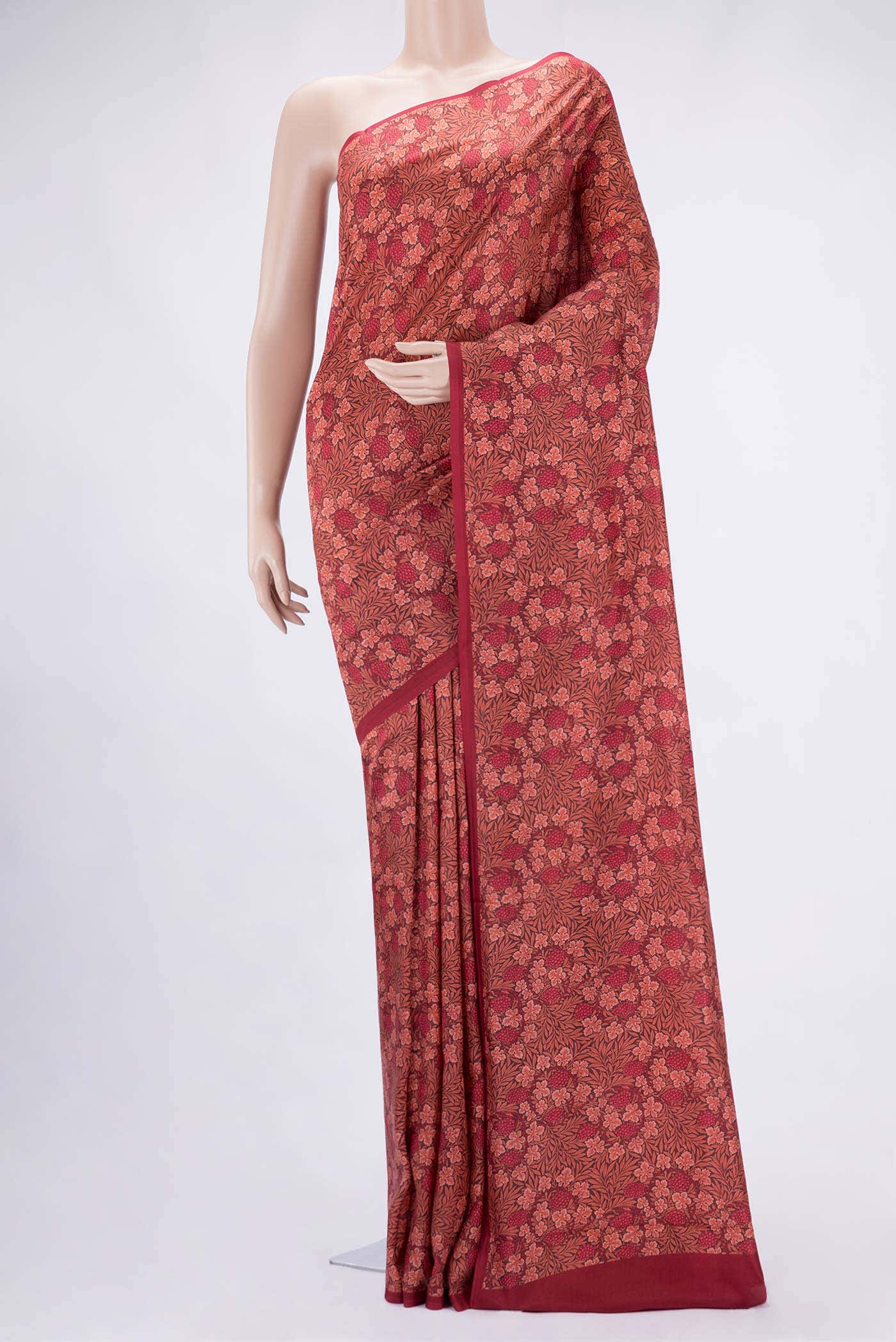 Maroon Mysore Crepe Saree