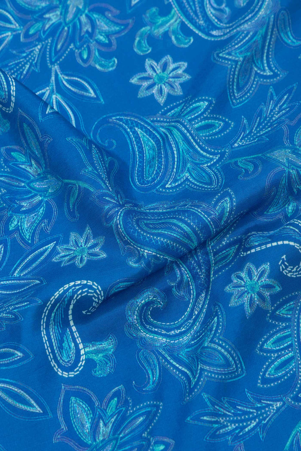 Blue Dual Tone Printed Silk Saree