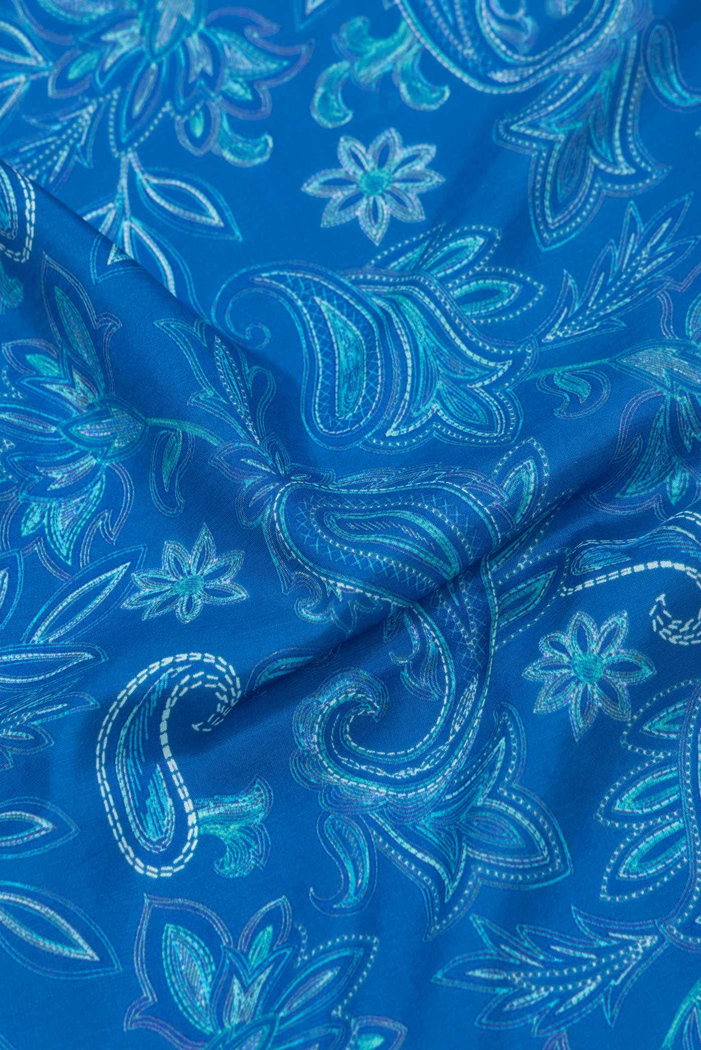 Blue Dual Tone Printed Silk Saree