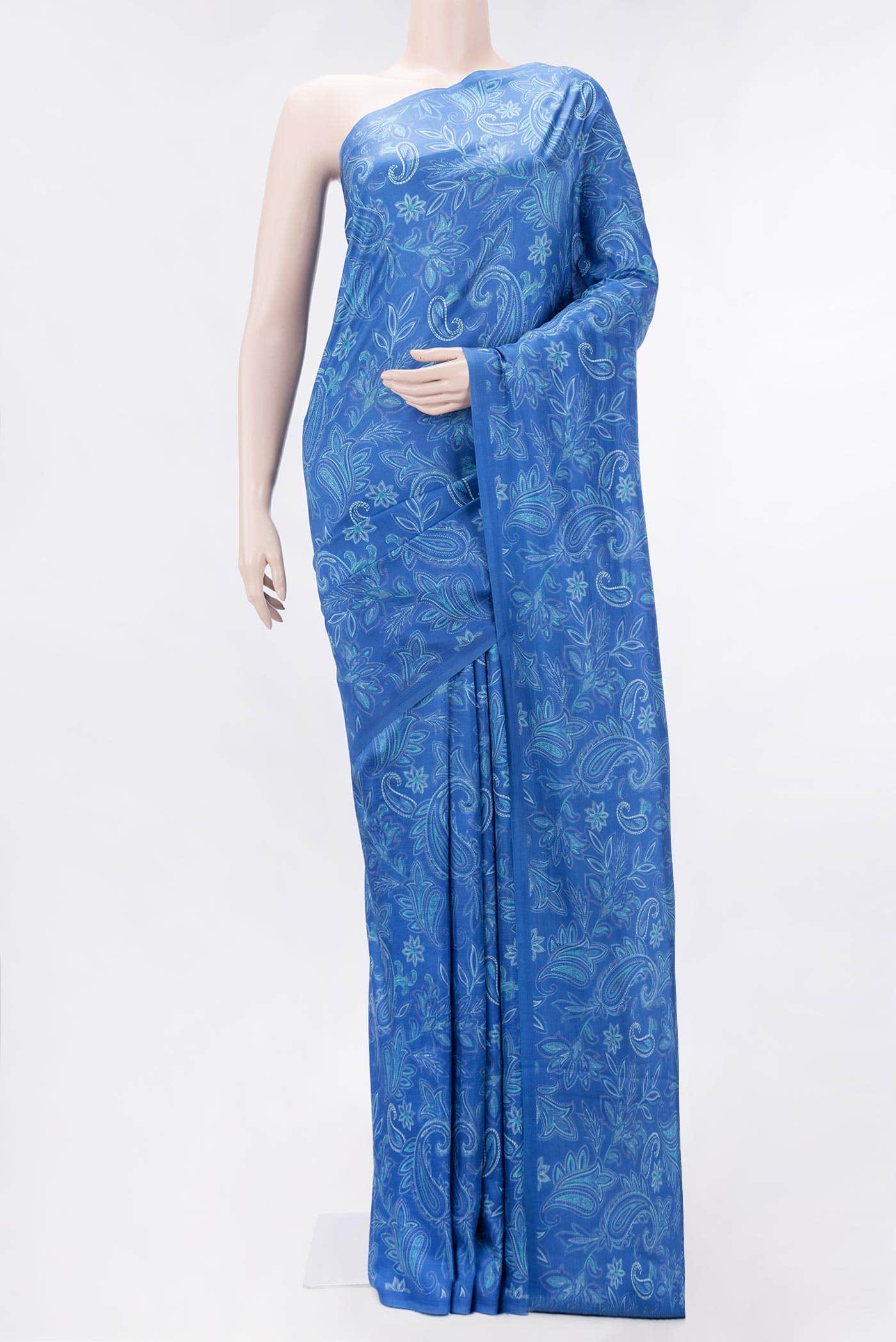 Blue Dual Tone Printed Silk Saree
