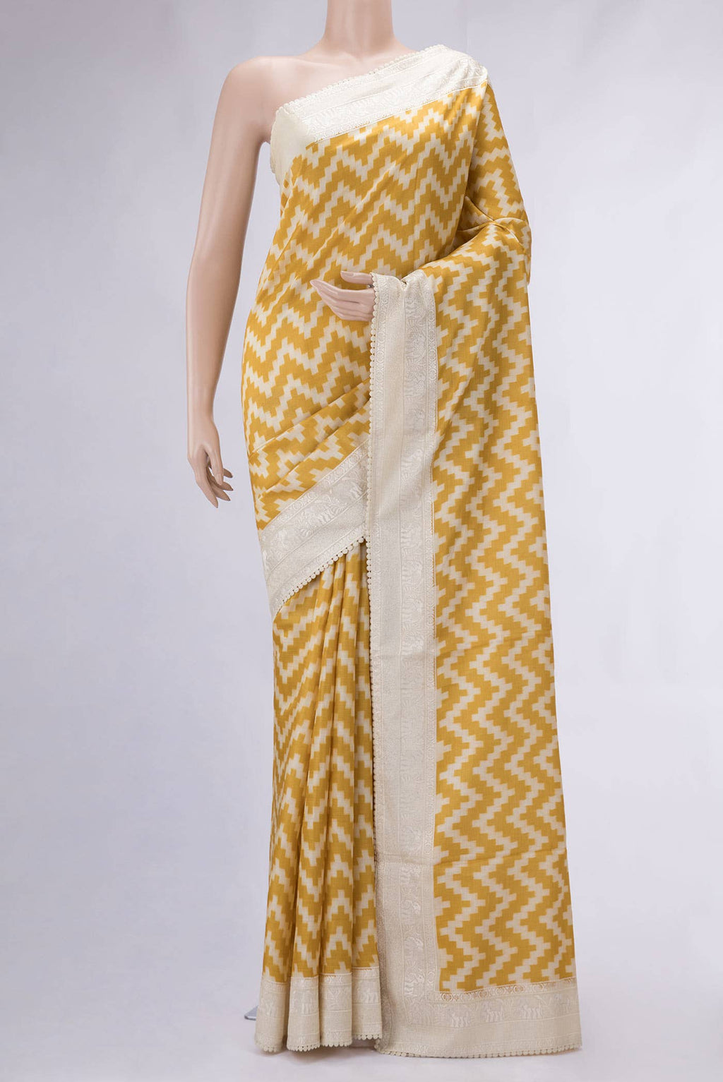 Mustard Tussar Silk Saree