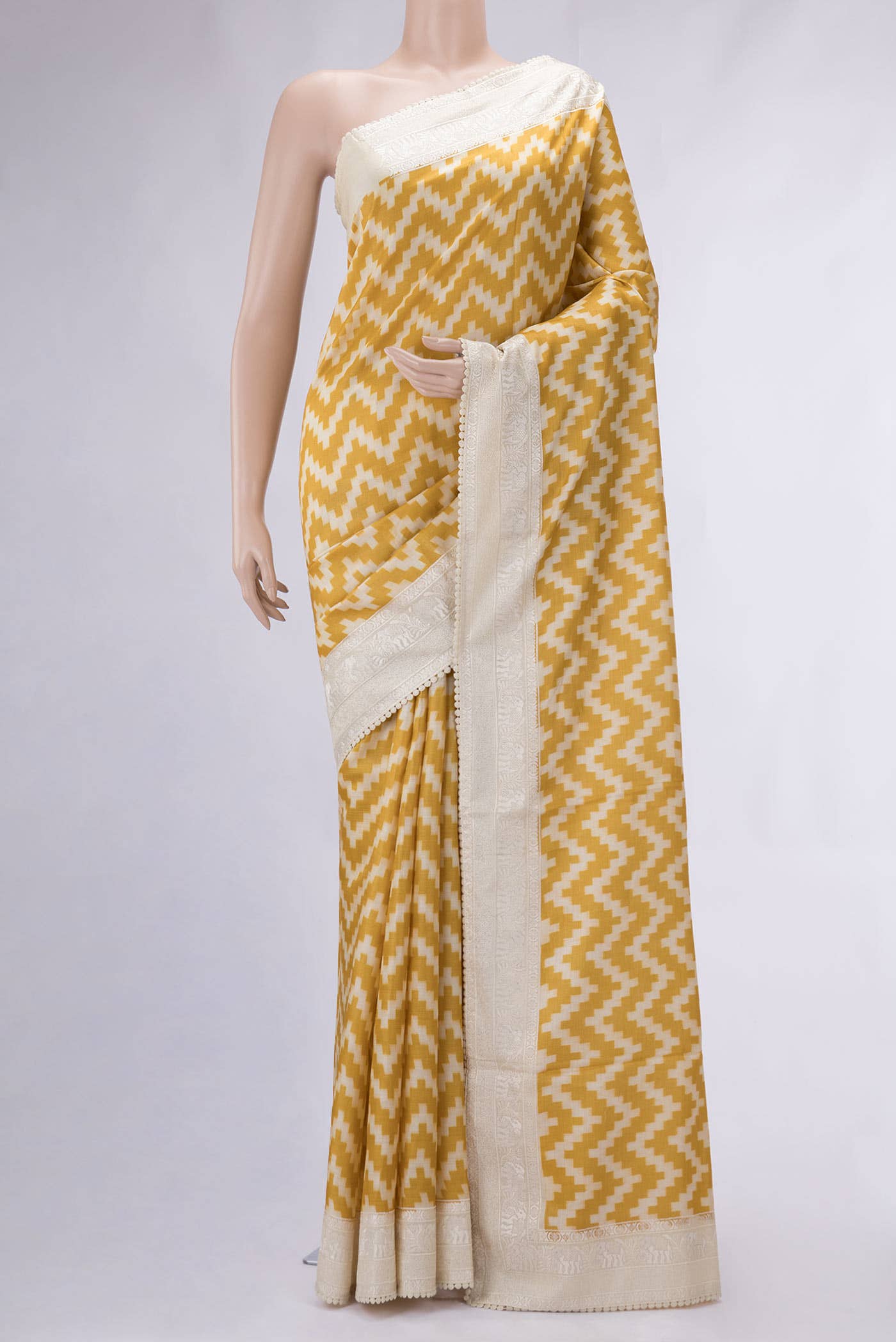 Mustard Tussar Silk Saree