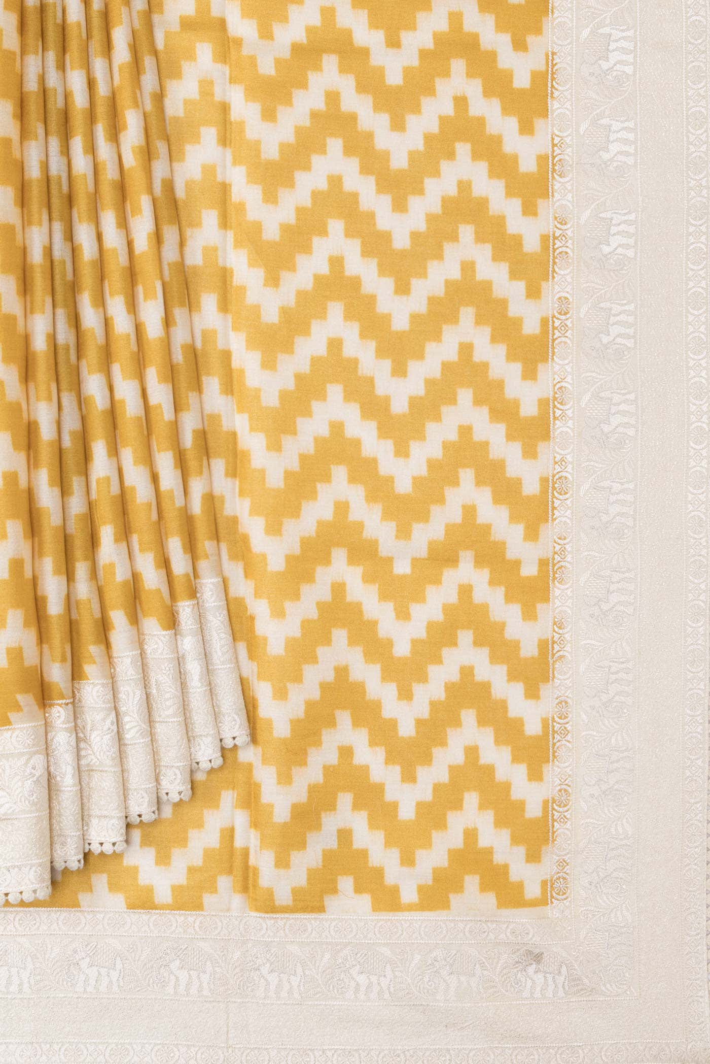 Mustard Tussar Silk Saree