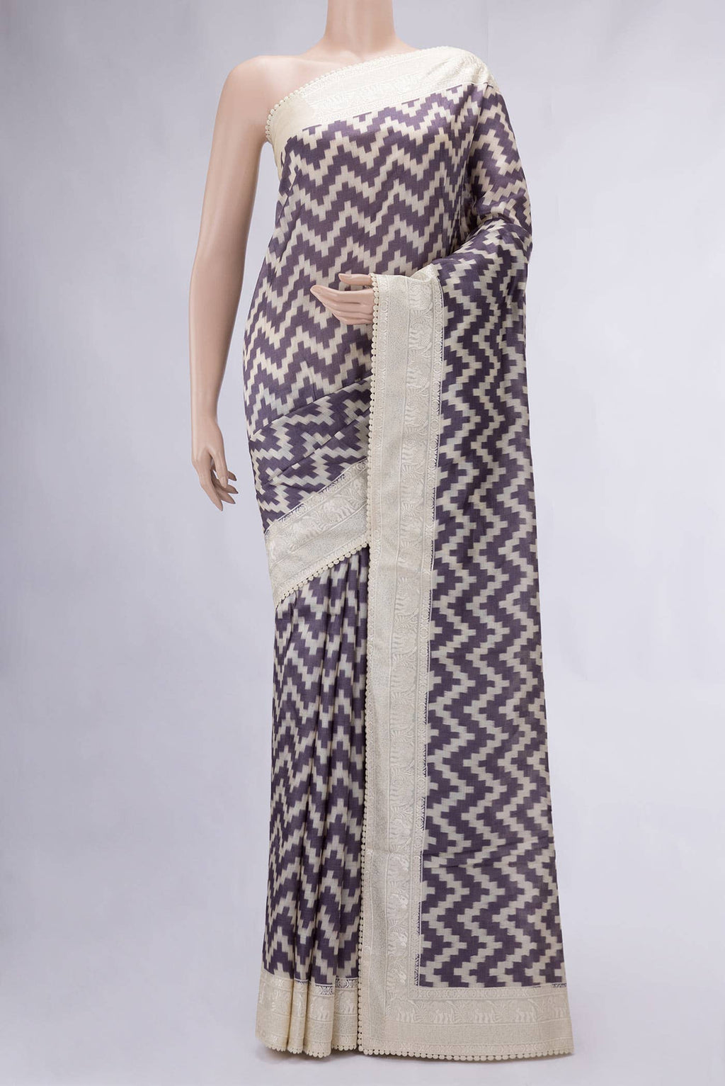 Lavender Tussar Silk Saree