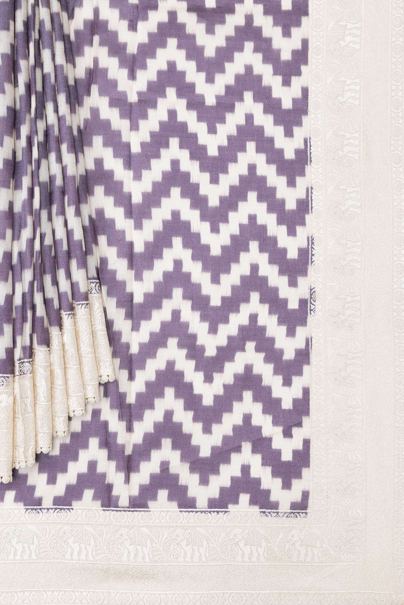 Lavender Tussar Silk Saree