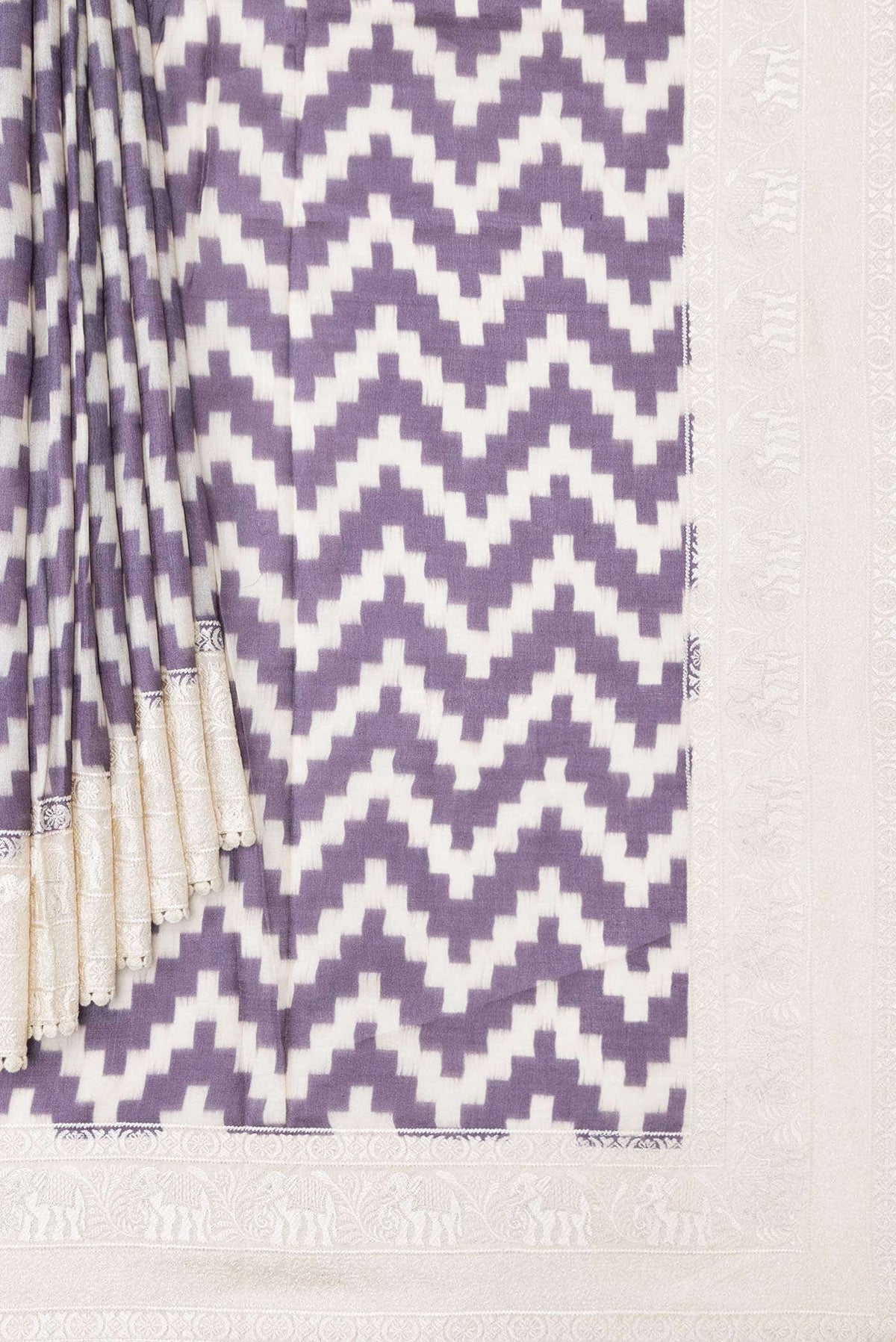 Lavender Tussar Silk Saree