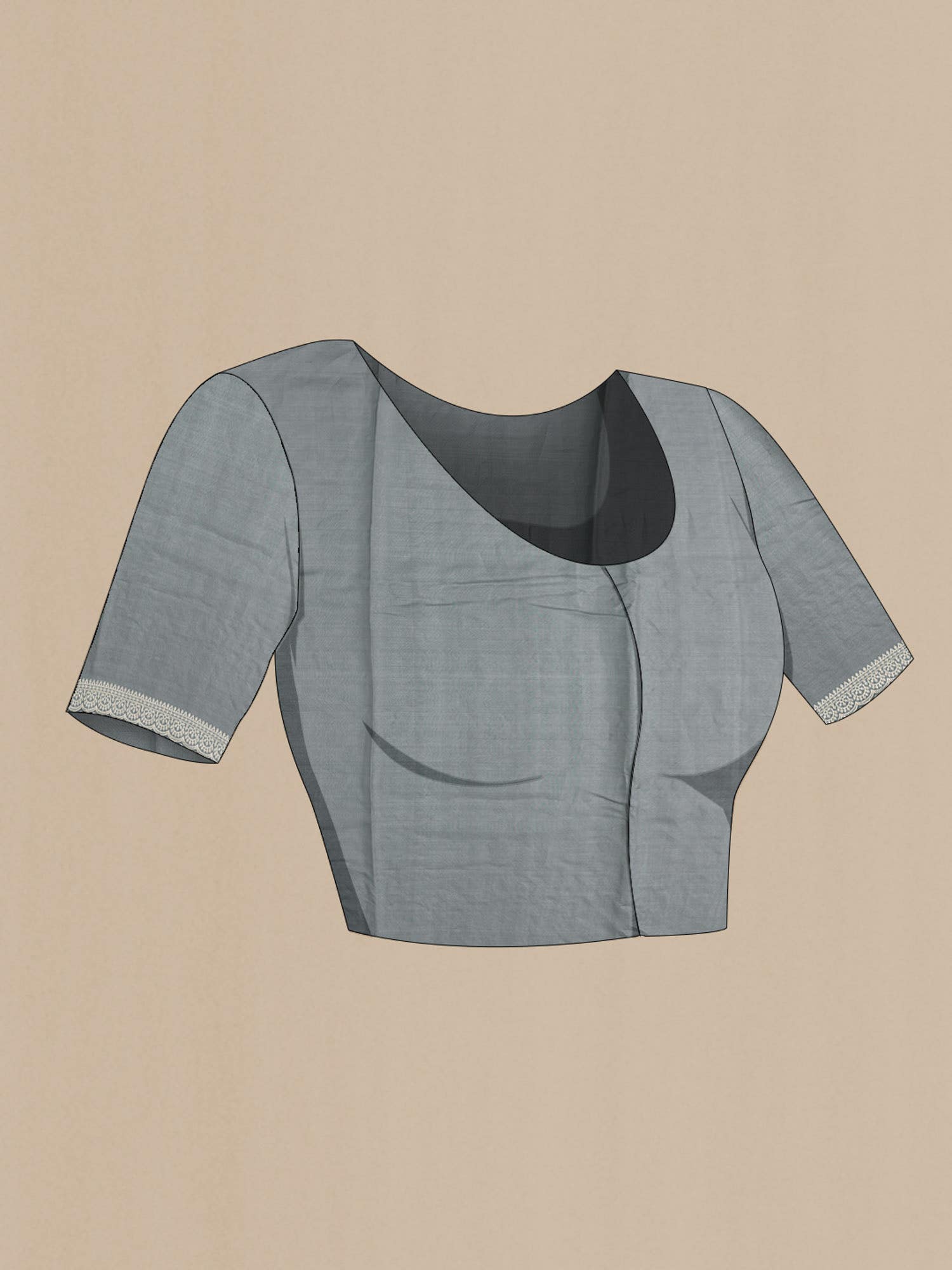 Grey Bhagalpuri Tussar Silk Saree