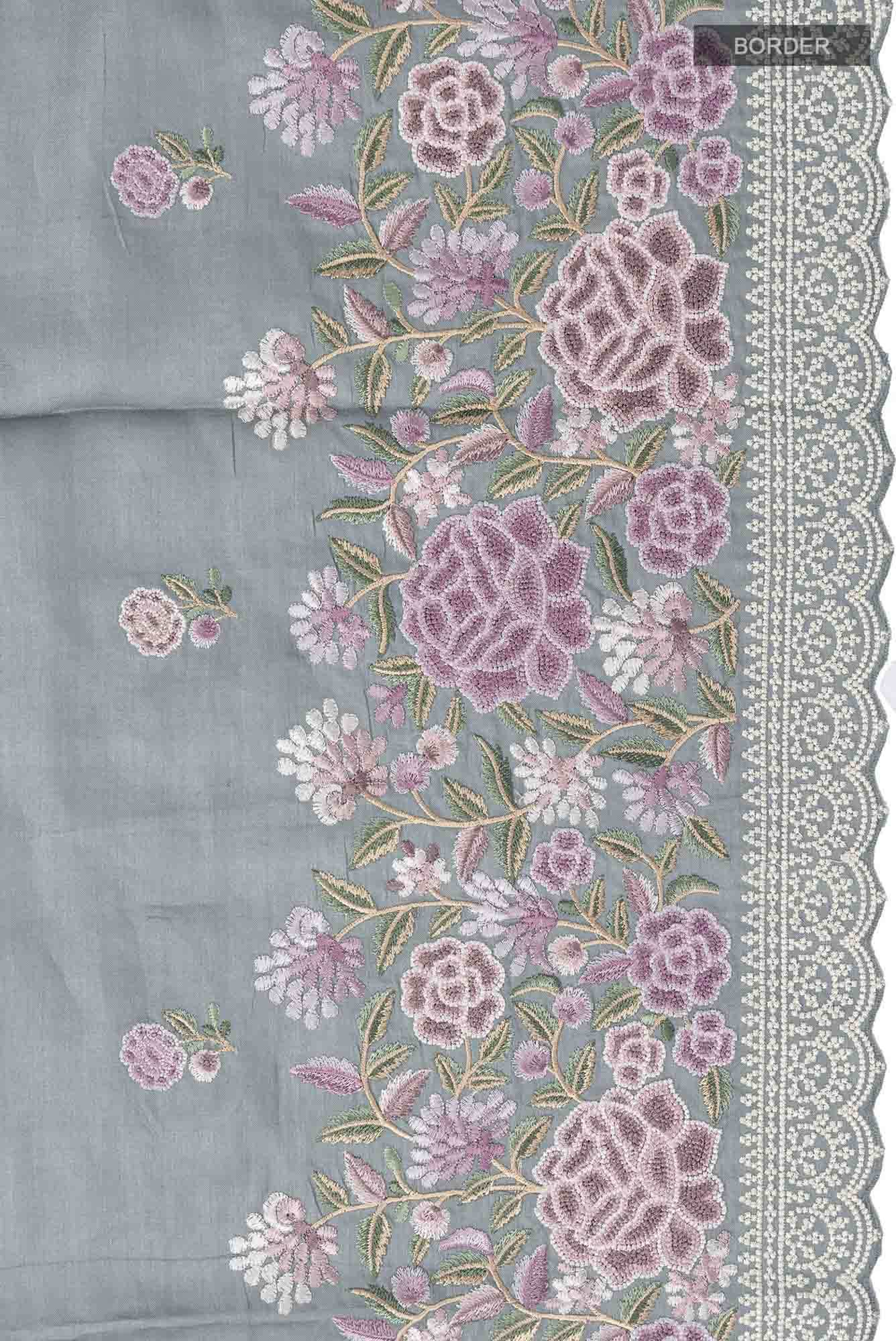 Grey Bhagalpuri Tussar Silk Saree