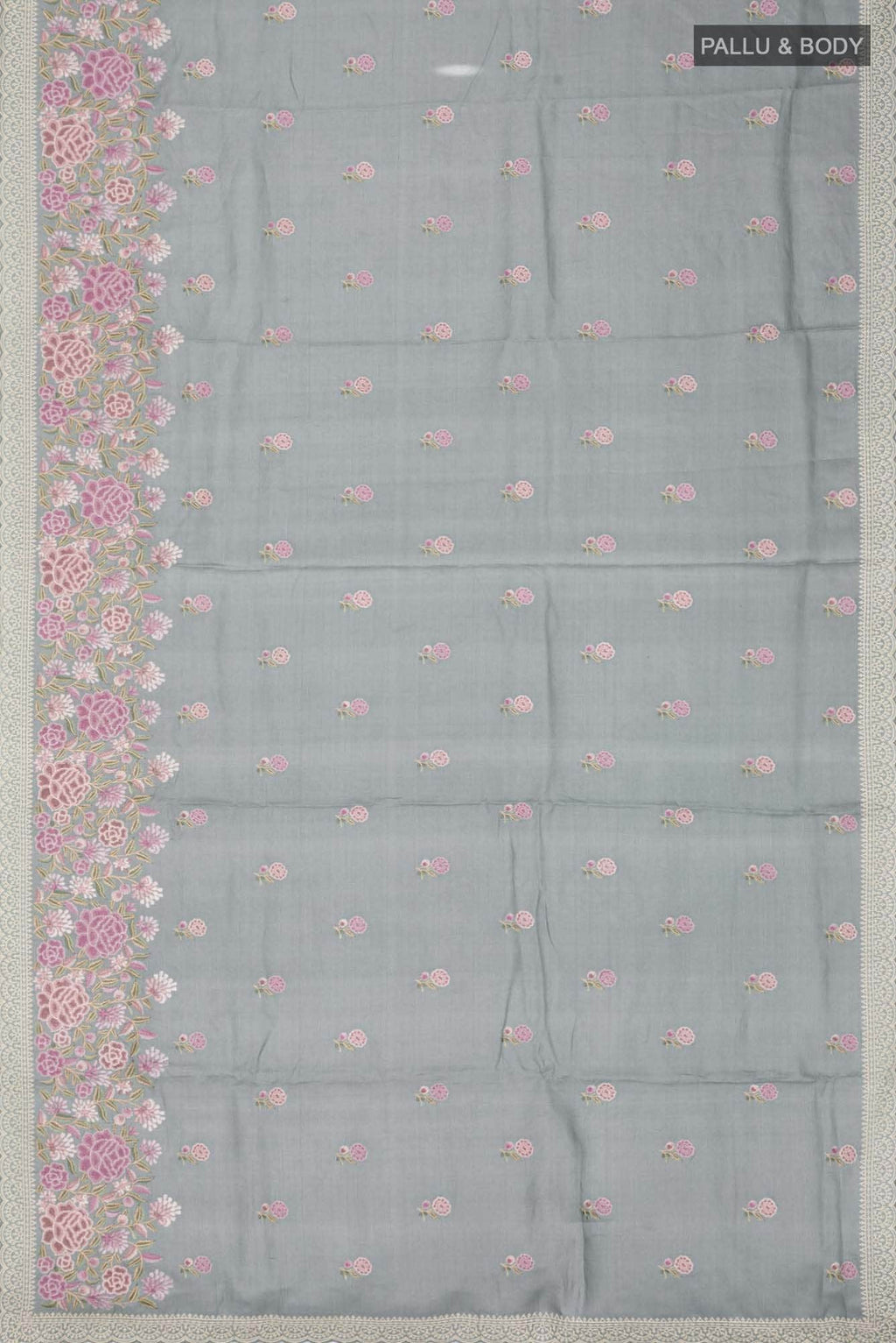 Grey Bhagalpuri Tussar Silk Saree