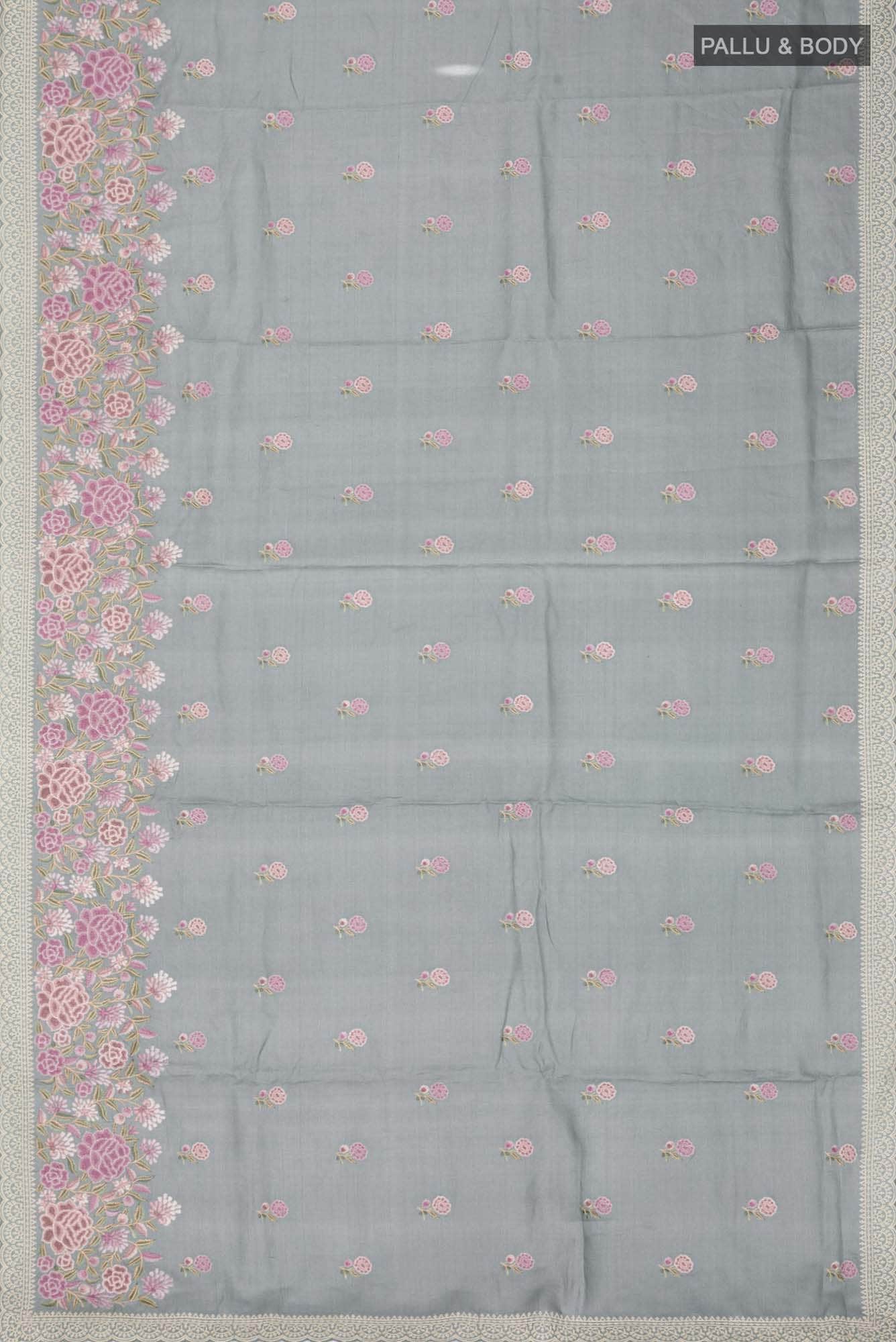 Grey Bhagalpuri Tussar Silk Saree