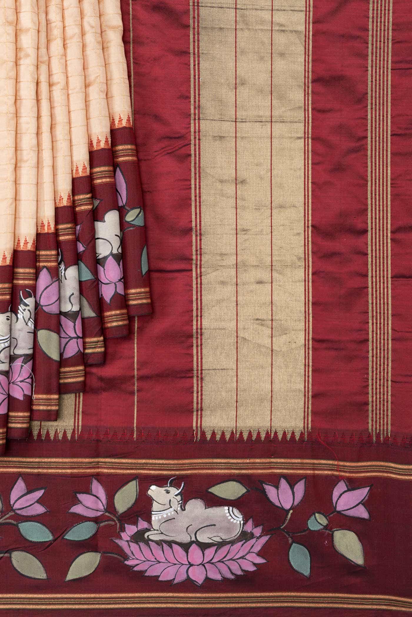 Sandal Kanchipuram Silk Saree