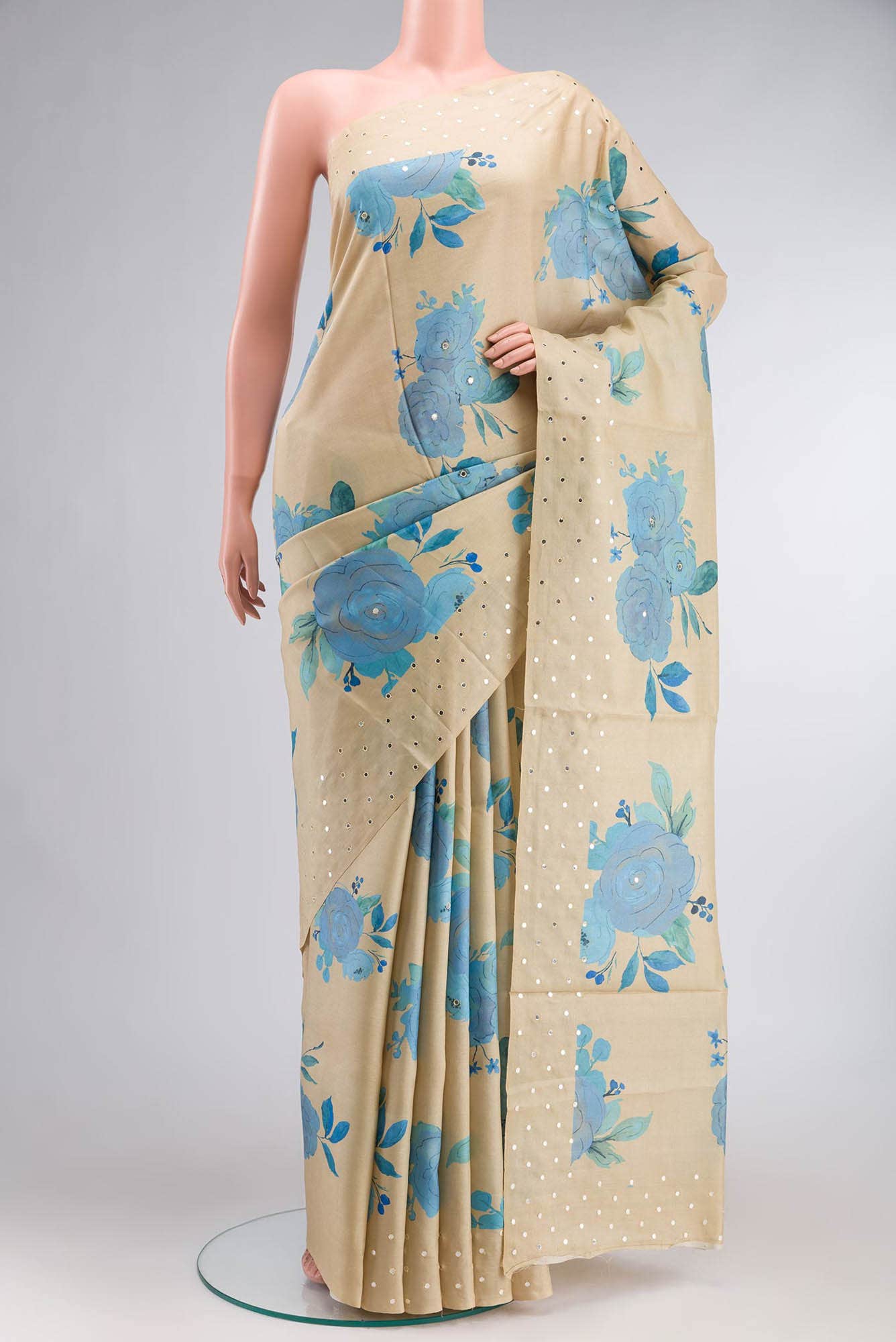 Beige Bhagalpuri Tussar Silk Saree