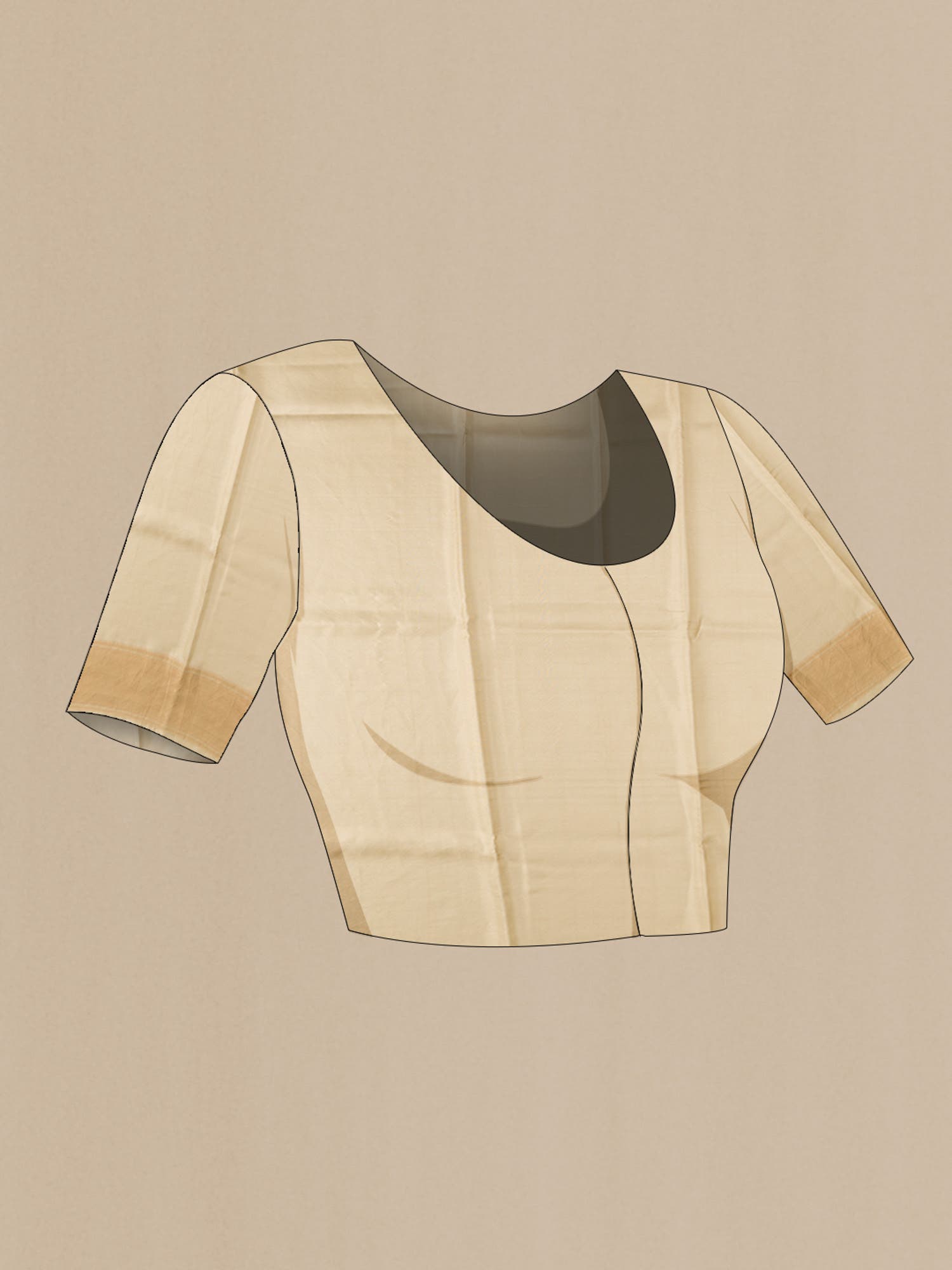 Beige Printed Silk Saree