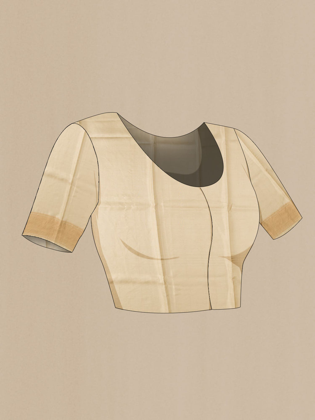 Beige Printed Silk Saree