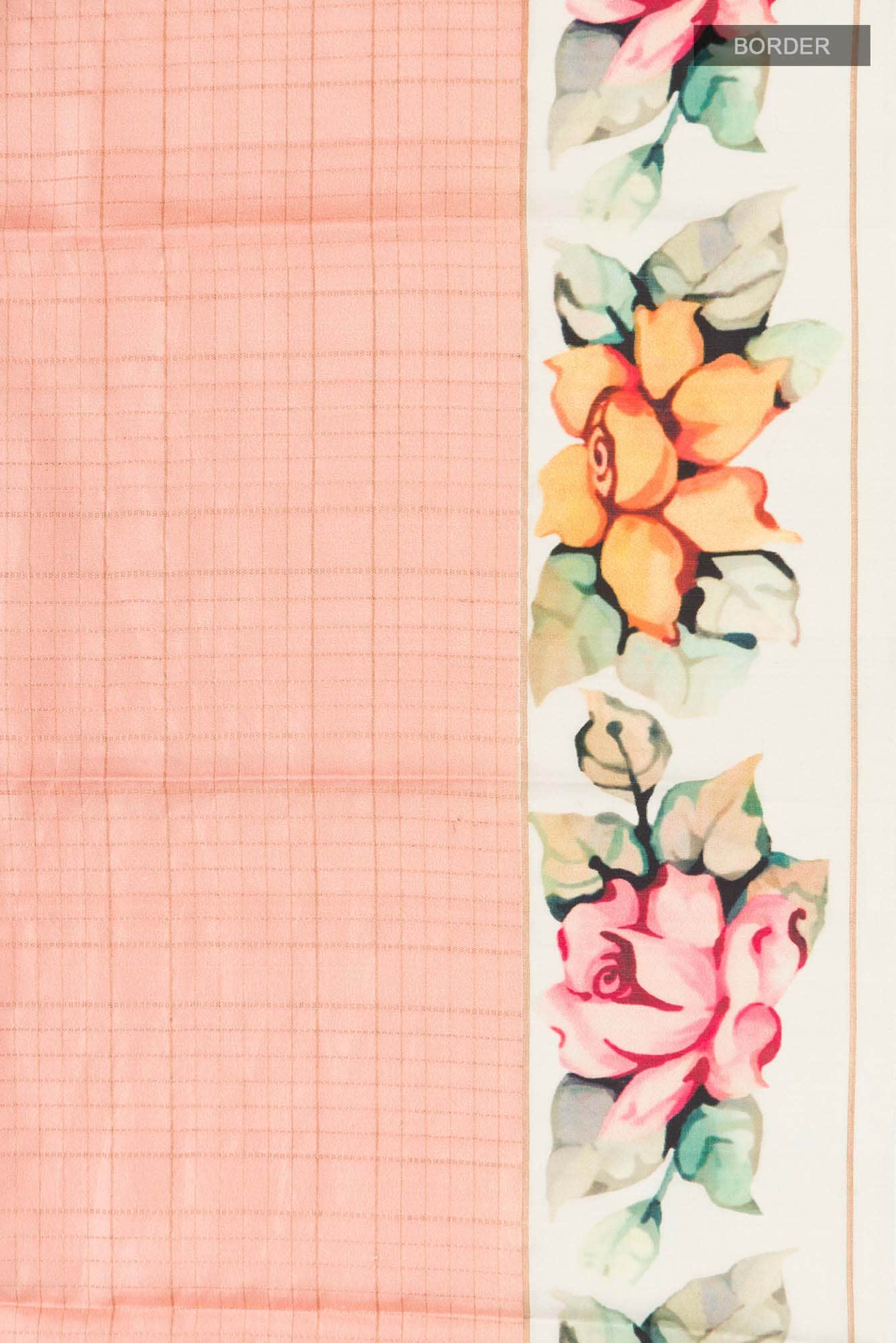 Peach Printed Silk Saree