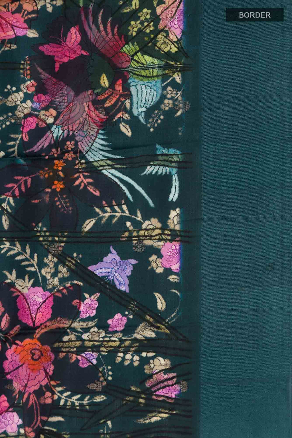 Blue Printed Silk Saree