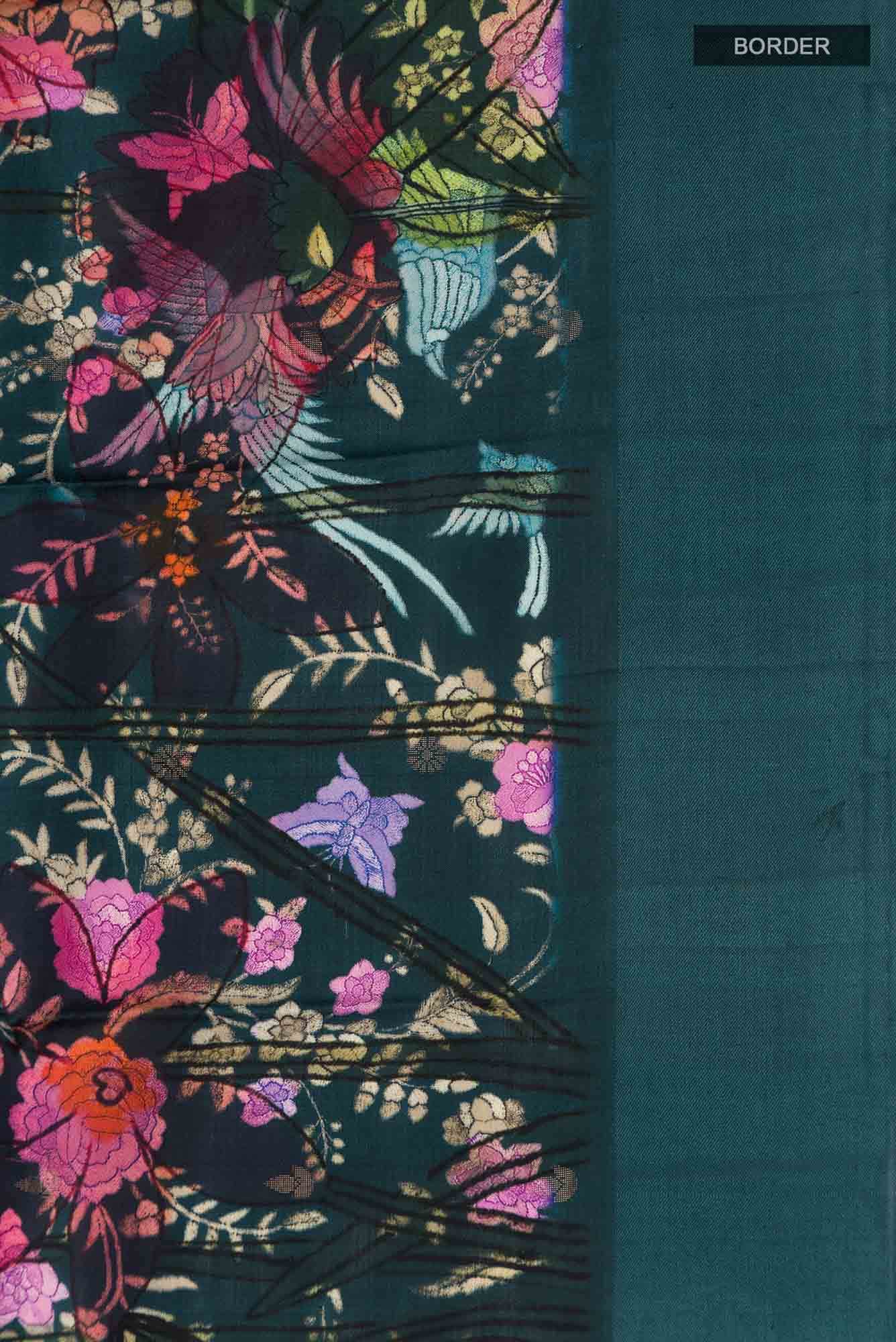 Blue Printed Silk Saree