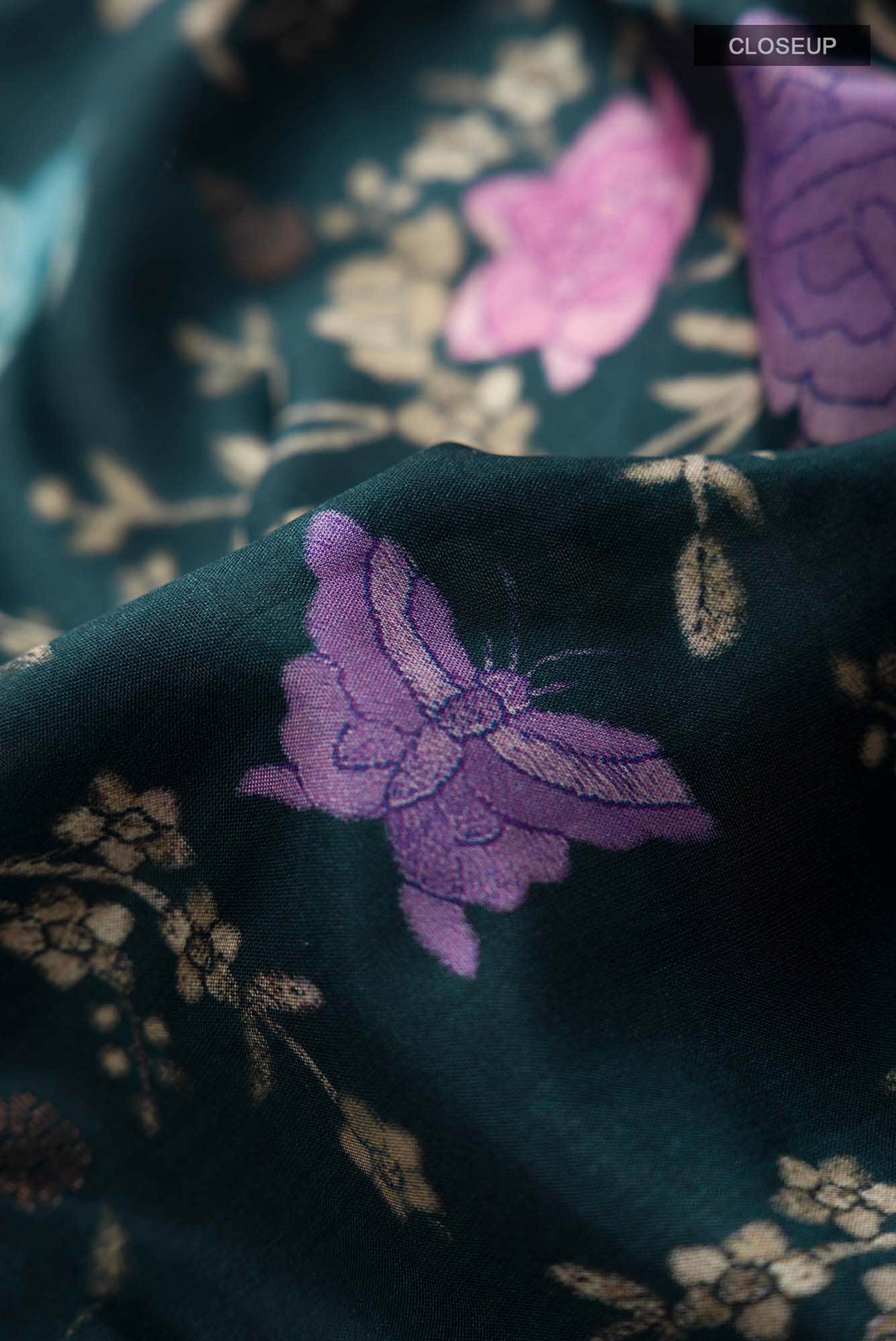 Blue Printed Silk Saree