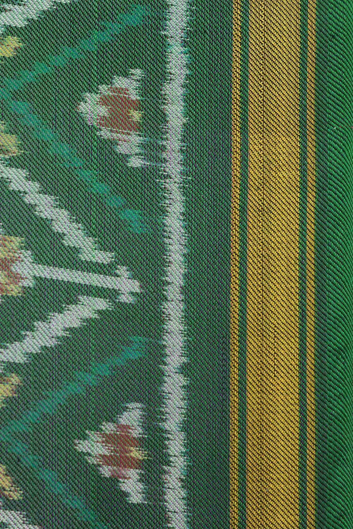 Green Dual Tone Double Ikat Saree