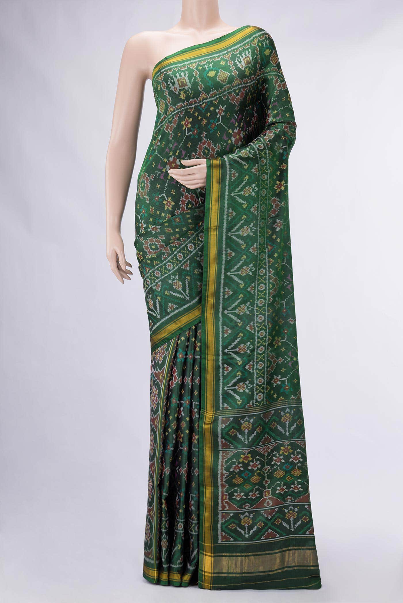 Green Dual Tone Double Ikat Saree